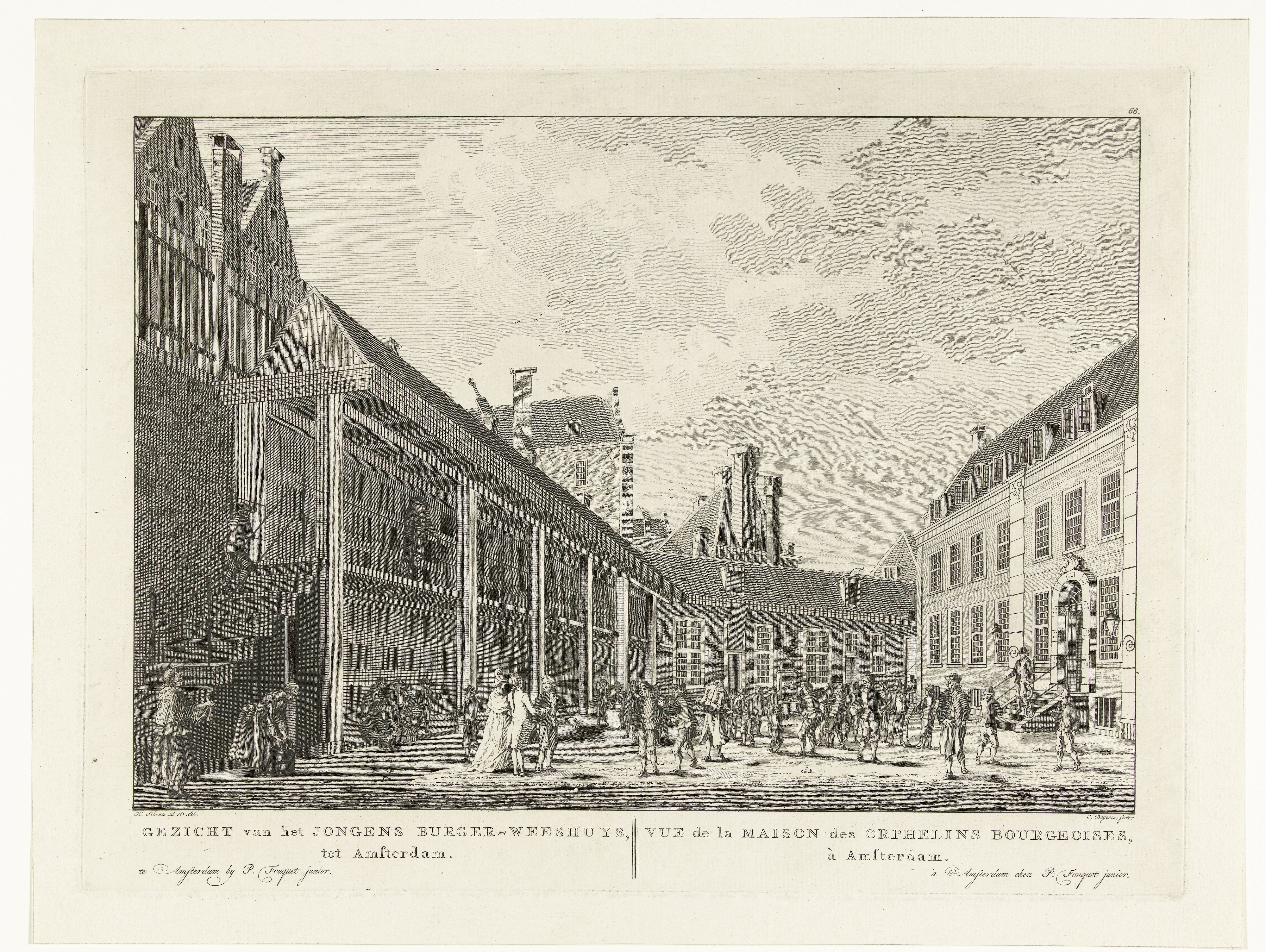 Gezicht op het jongenshuis van het Burgerweeshuis te Amsterdam