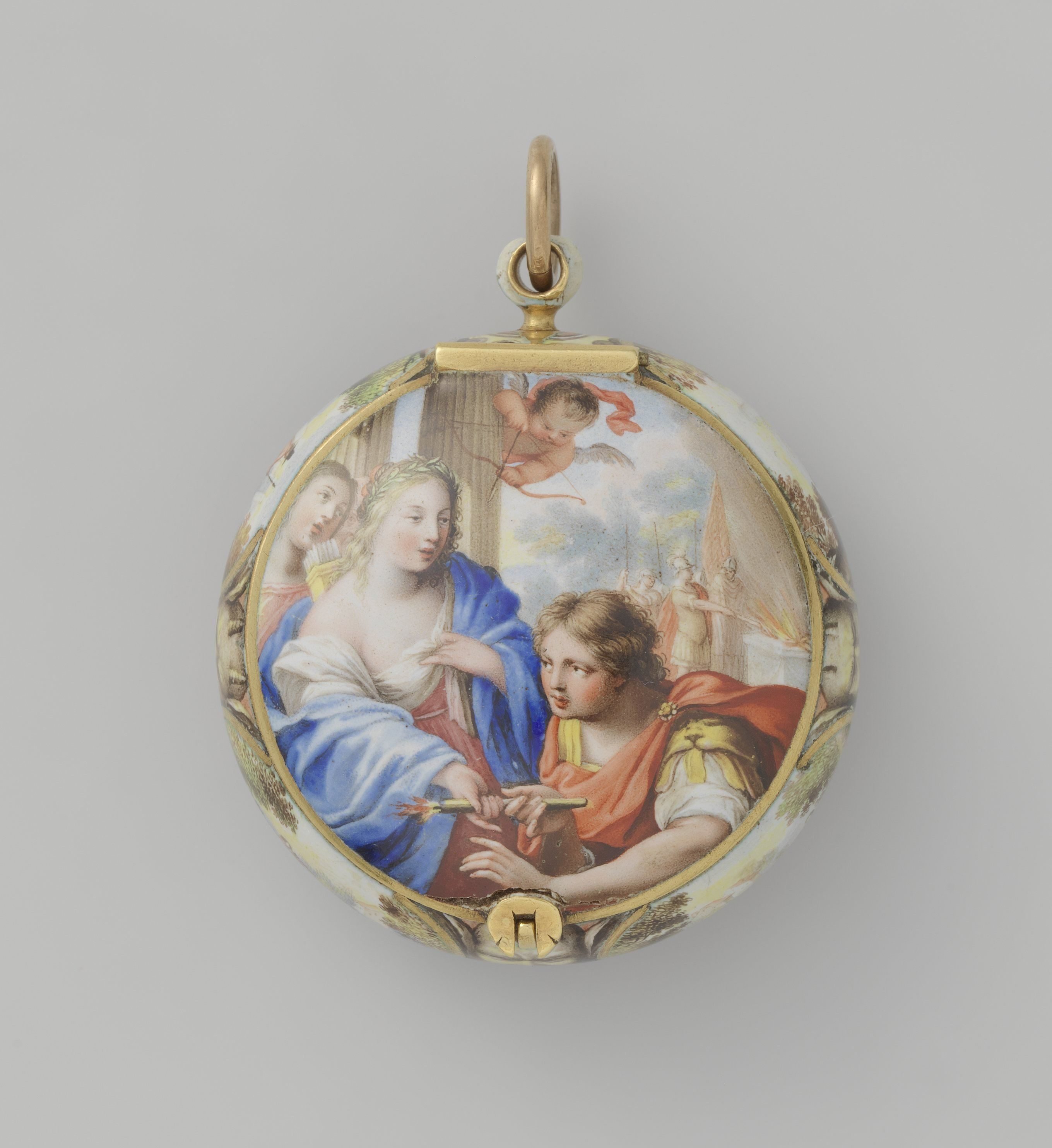 Horloge met de ontmoeting en het afscheid van Dido en Aeneas