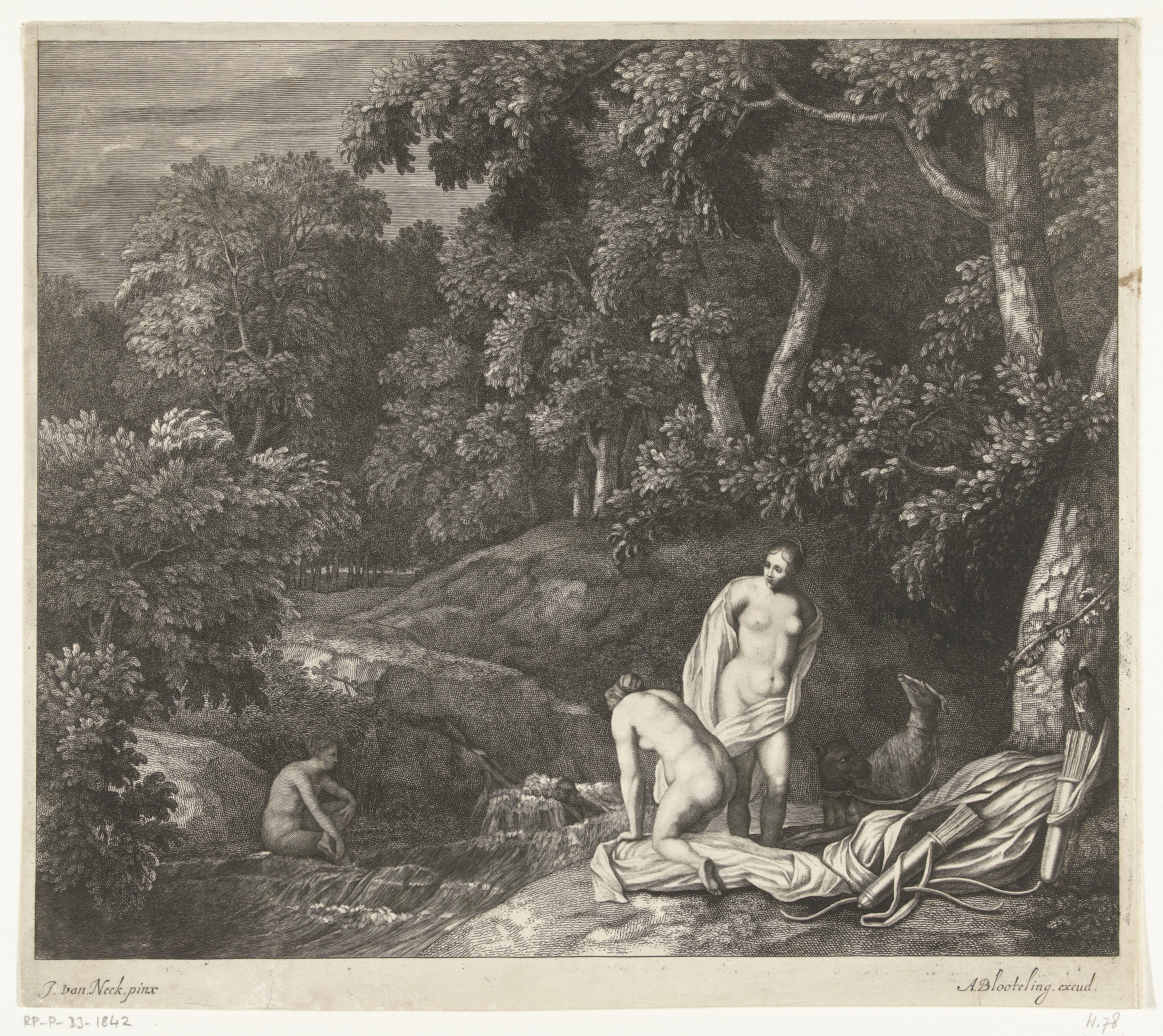 Diana en haar nimfen, badend in een rivier