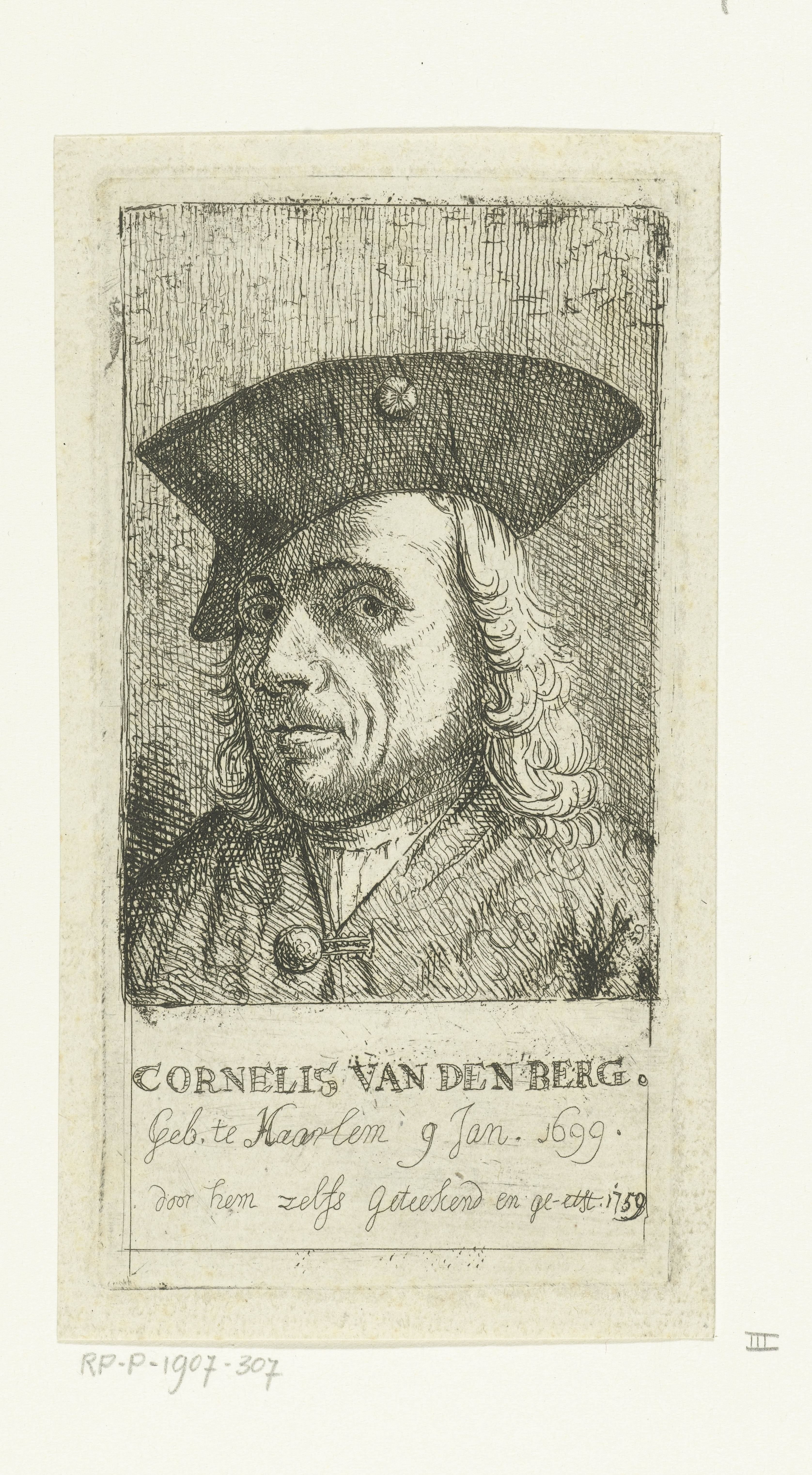 Zelfportret van kunstenaar Cornelis van den Berg