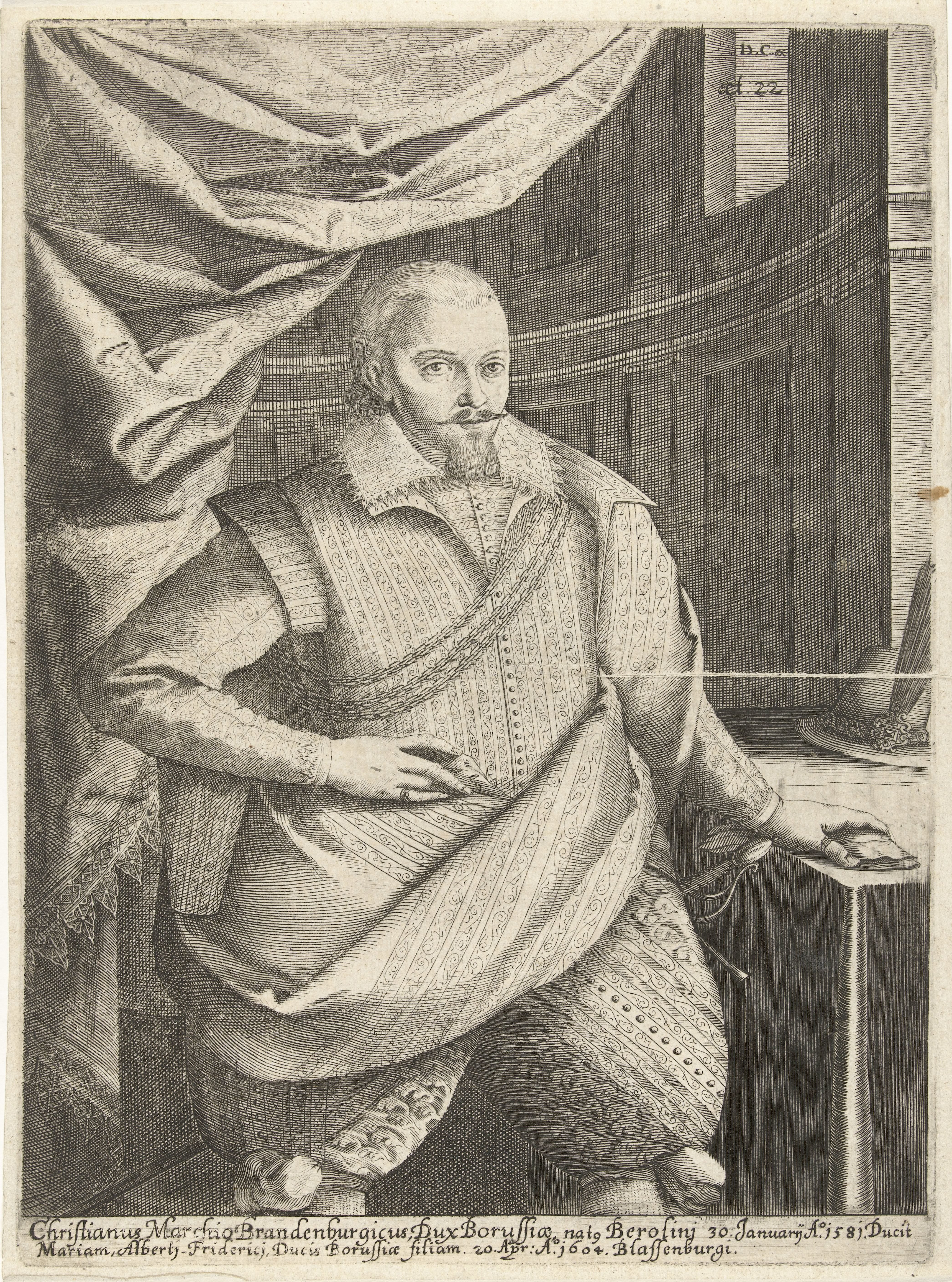 Portret van Christiaan van Brandenburg-Bayreuth op 22-jarige leeftijd
