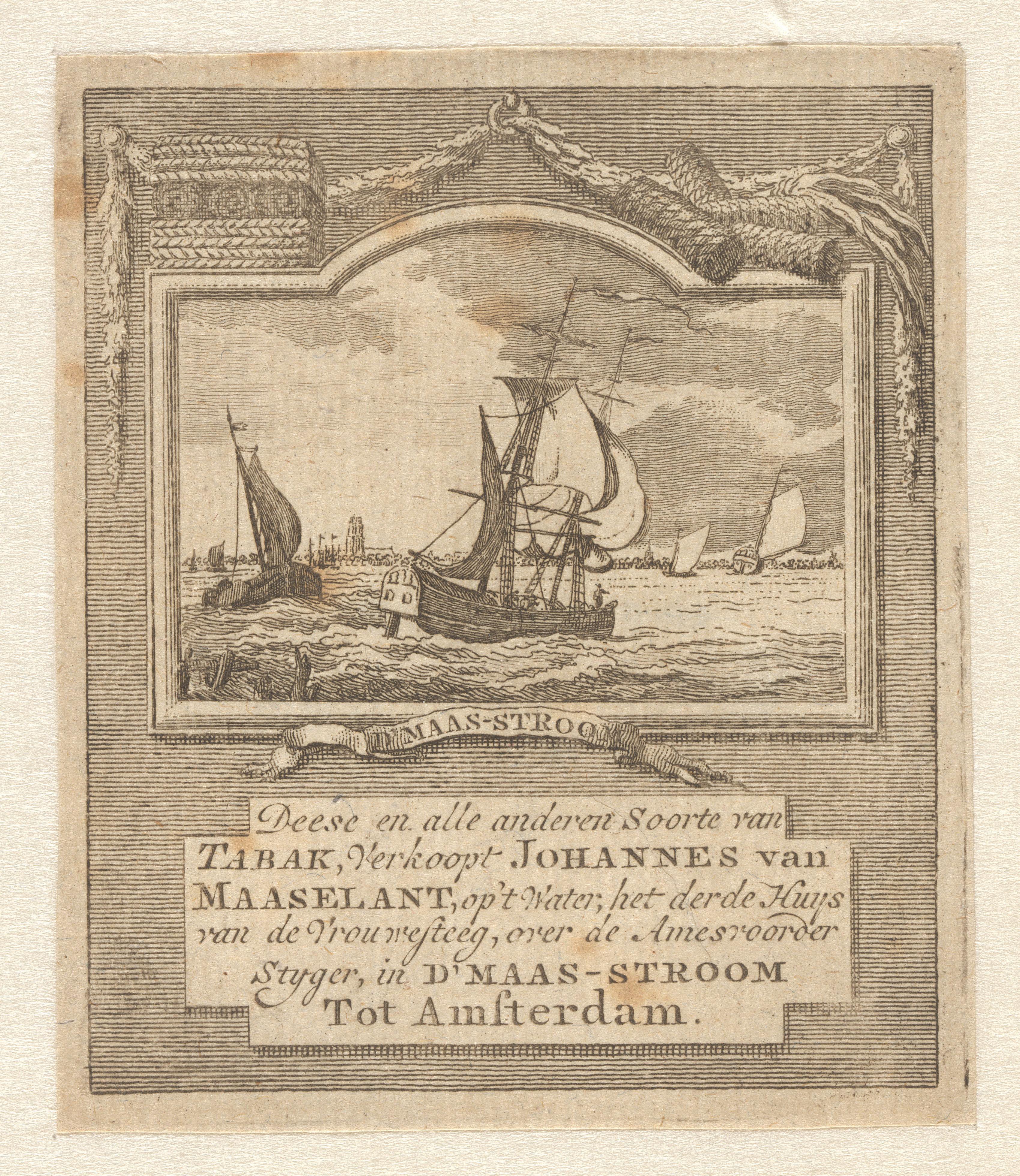 Advertentie voor tabak van Johannes van Maaselant in Amsterdam
