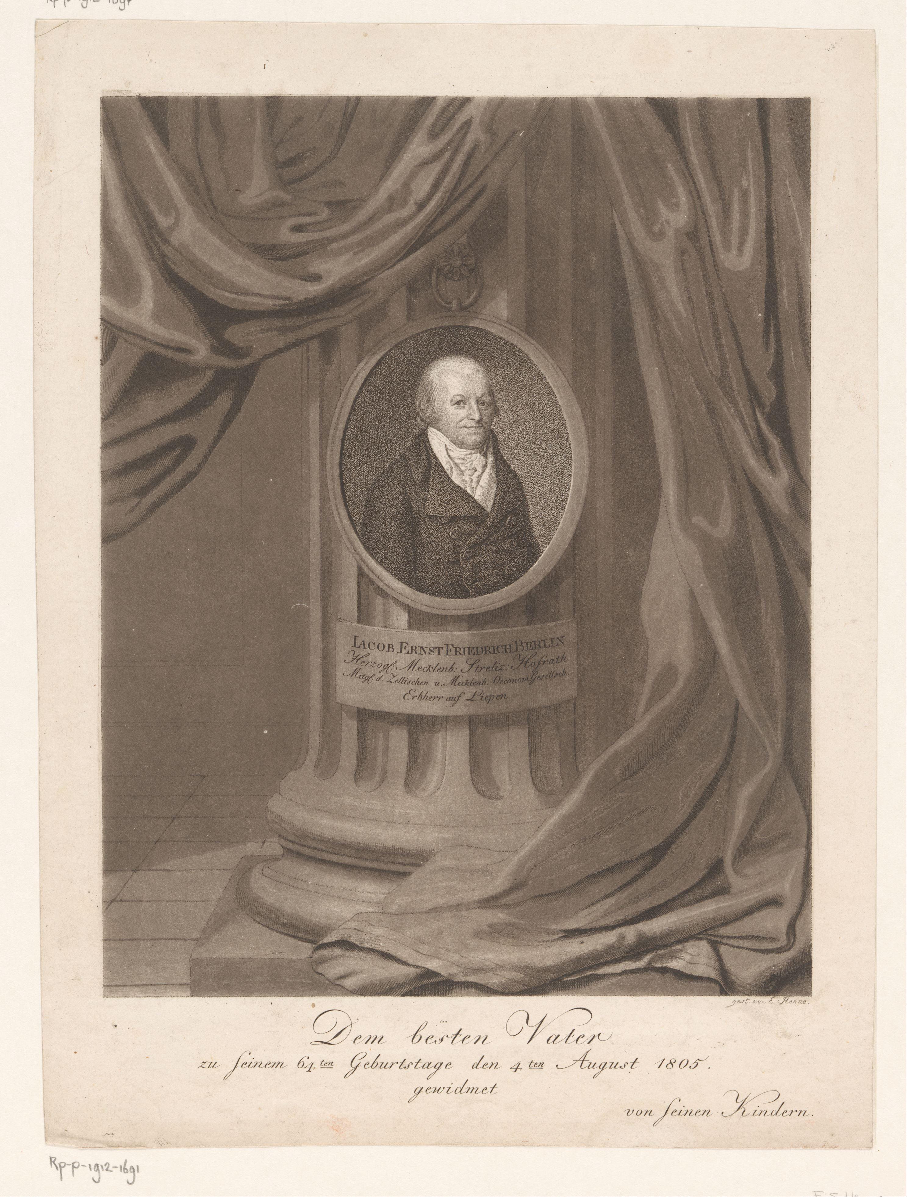 Portret van Jacob Ernst Friedrich Berlin
