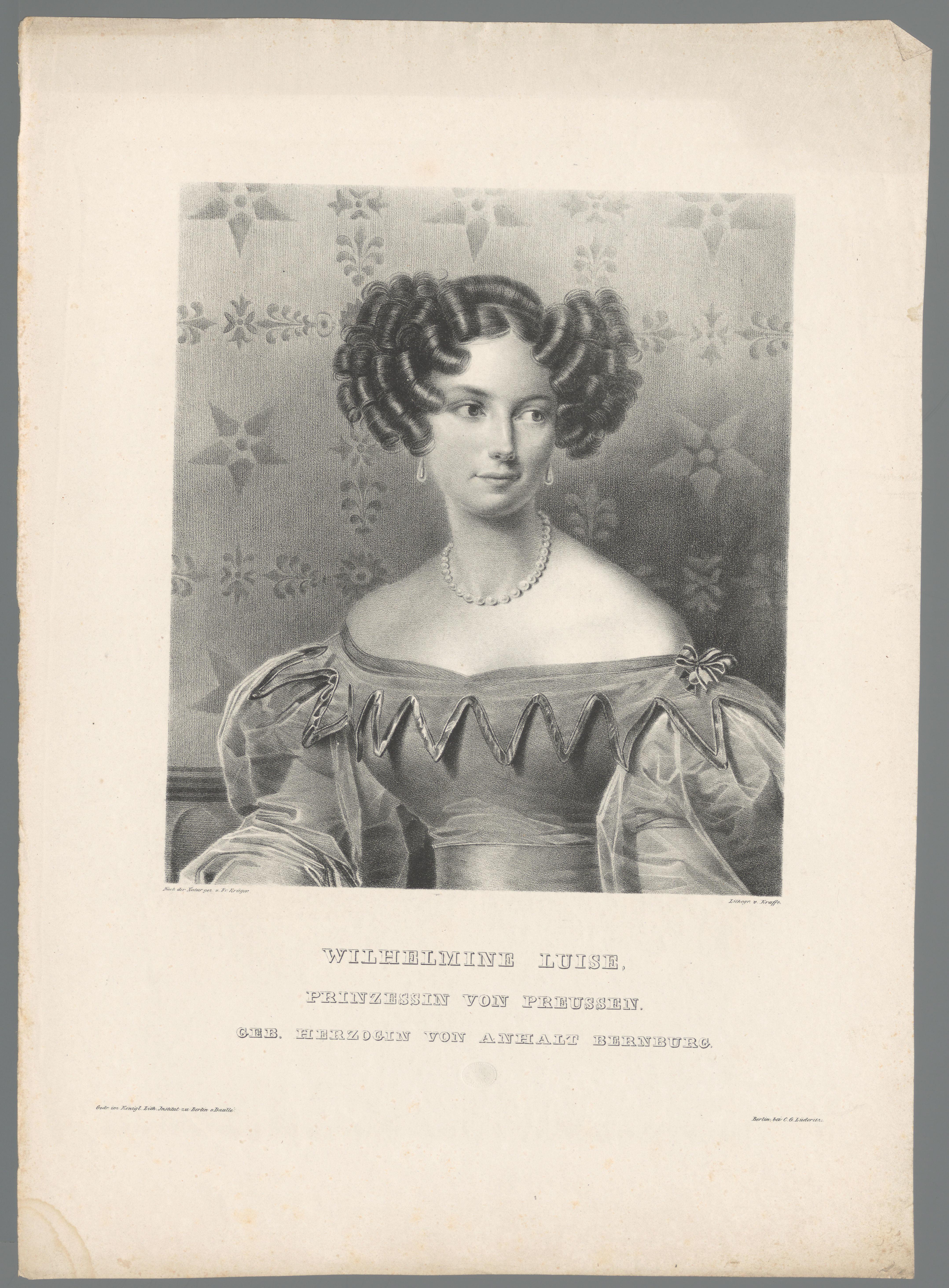 Portret van Wilhelmine Luise von Anhalt-Bernburg