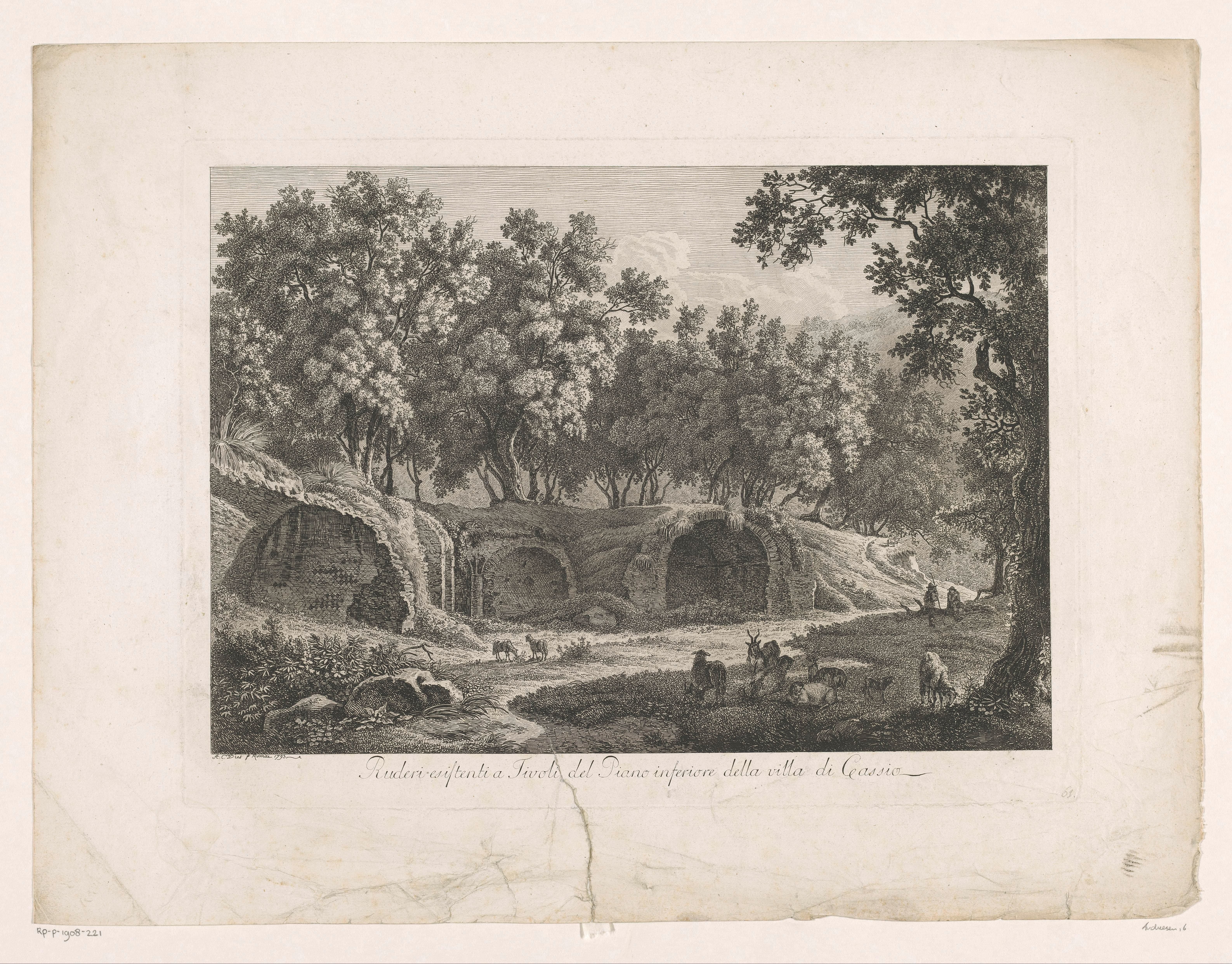 Gezicht op de ruïnes van Villa Cassius