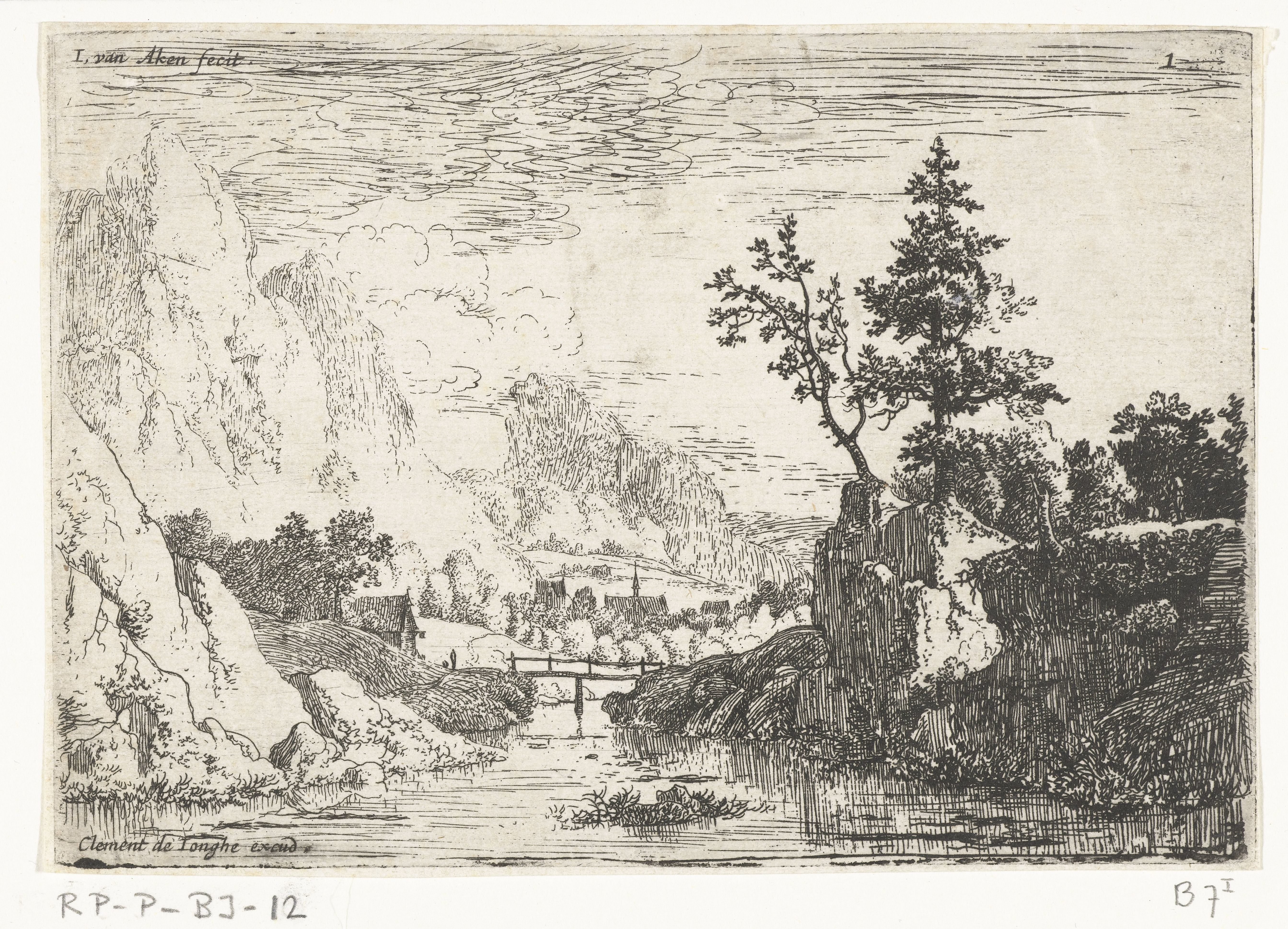 Rivierlandschap met bruggetje