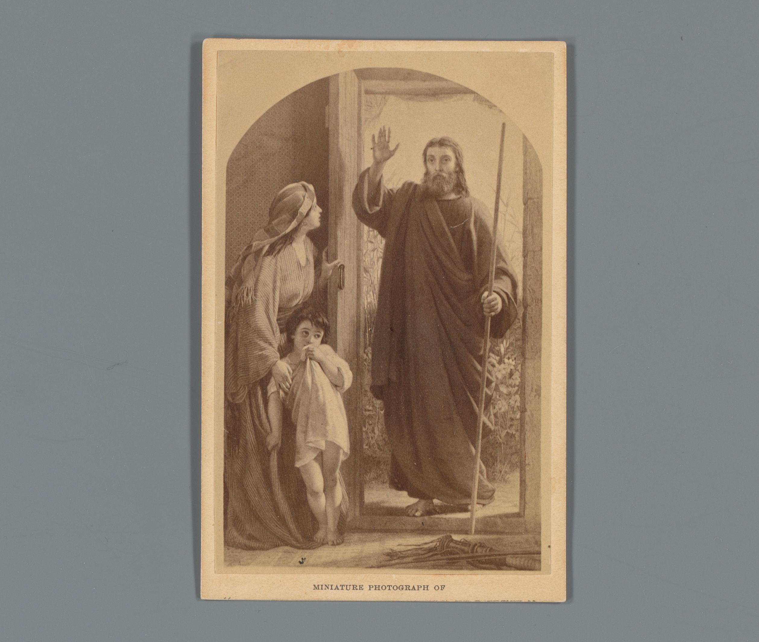 Fotoreproductie van een prent van Christus uitgegeven door Arthur's Illustrated Home Magazine als bijlage