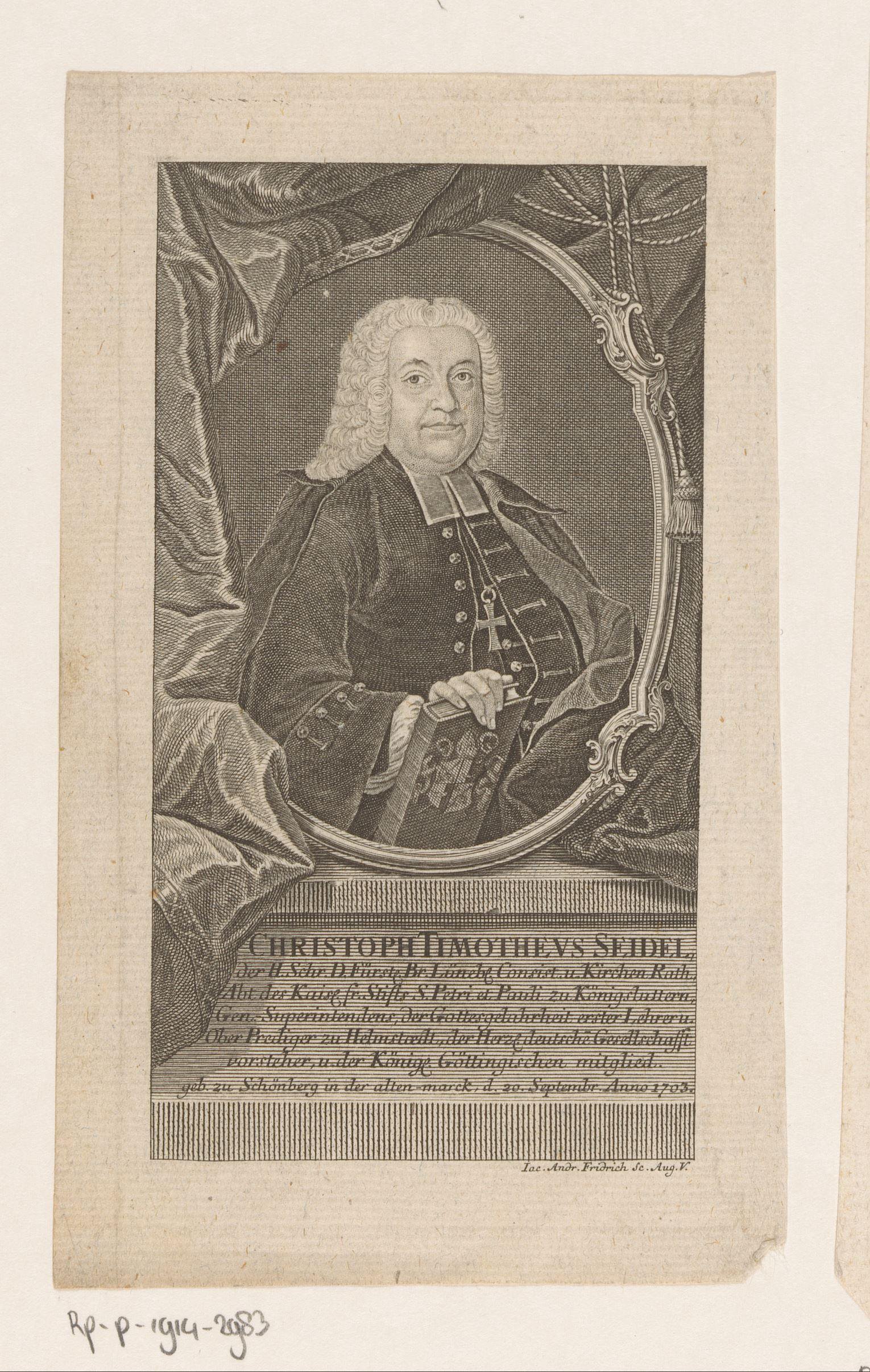 Portret van Christoph Timotheus Seidel
