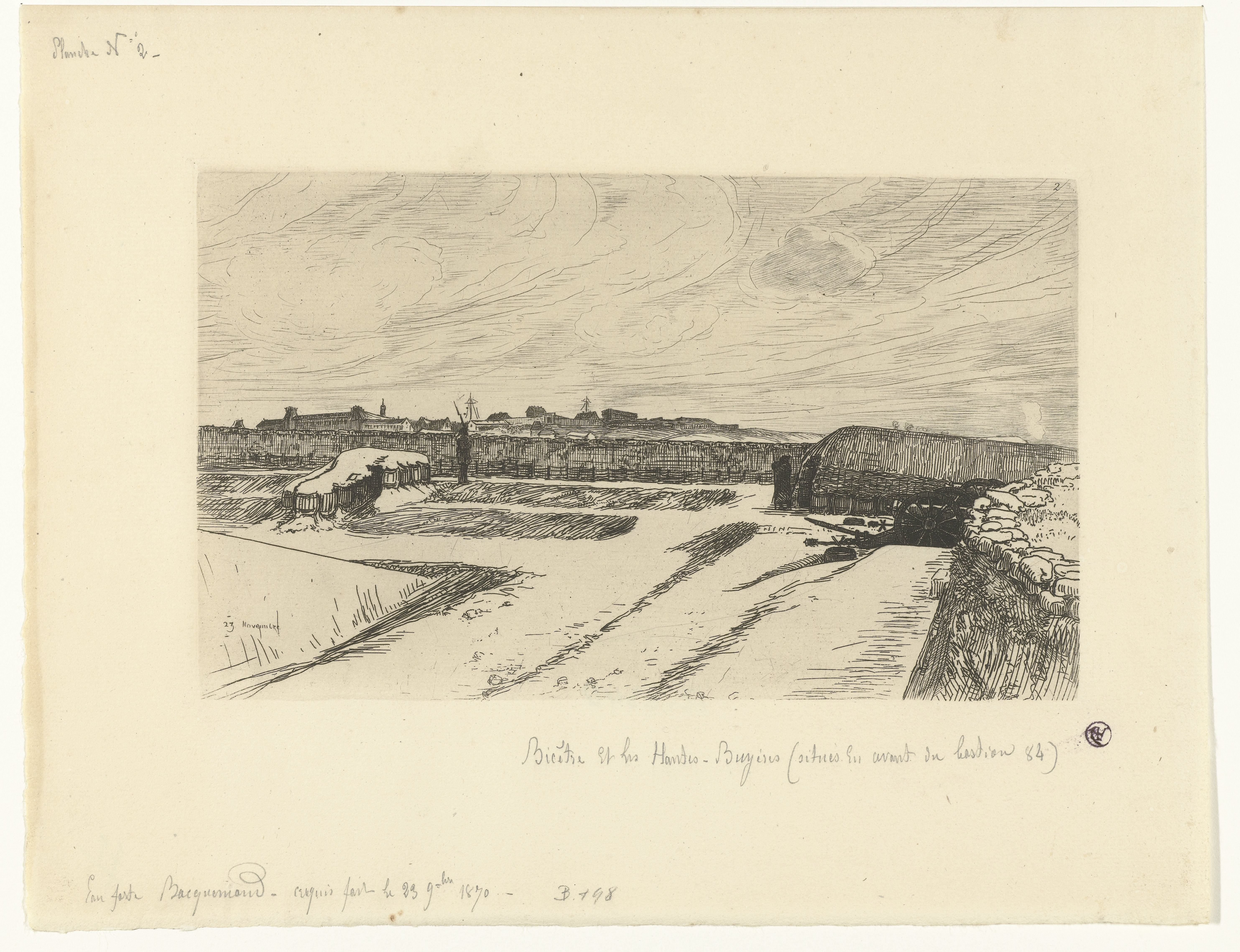 Fort Bicêtre en schans Hautes-Bruyères voor het bastion 84 bij Parijs in de sneeuw