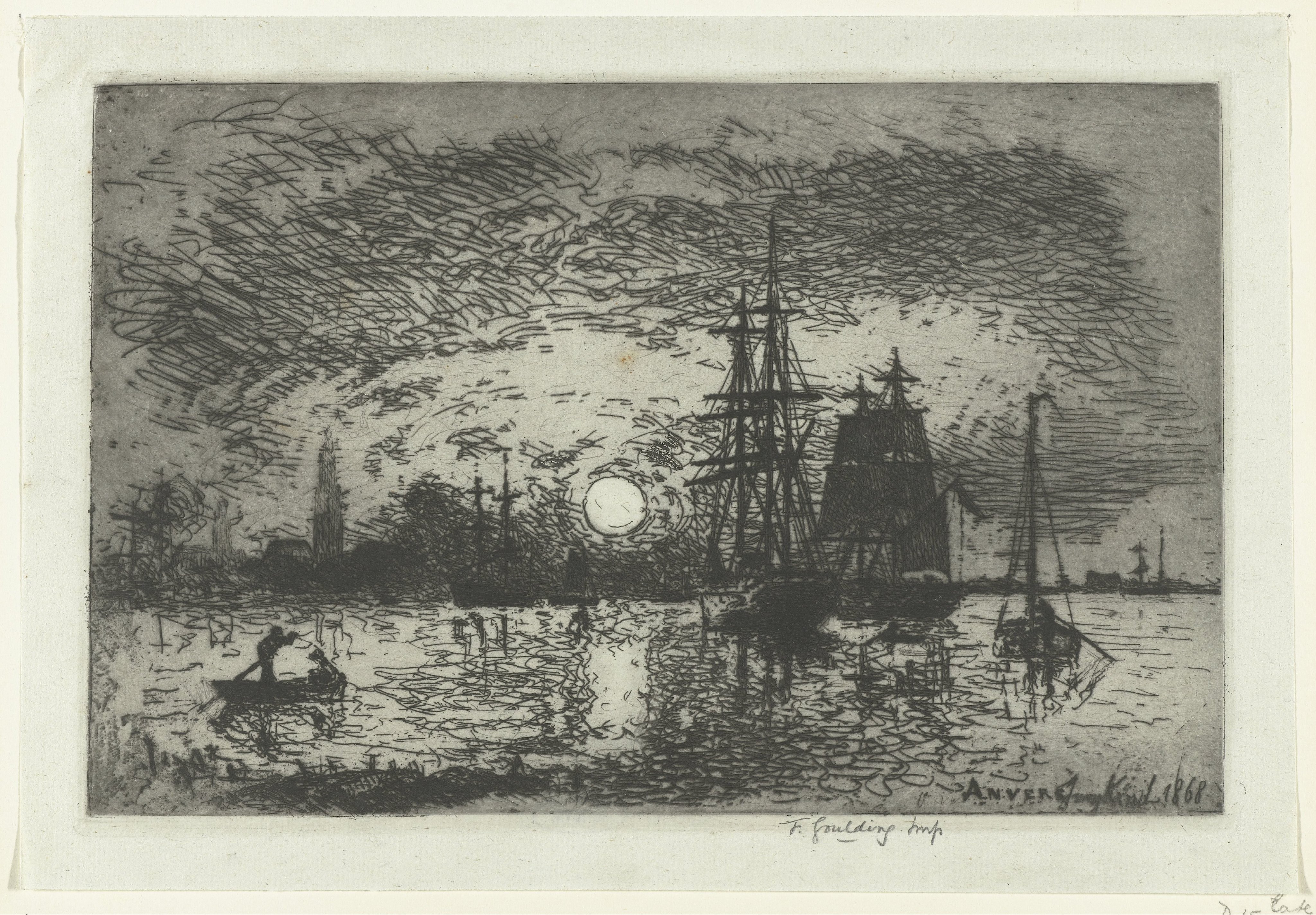 Zonsondergang bij de haven van Antwerpen