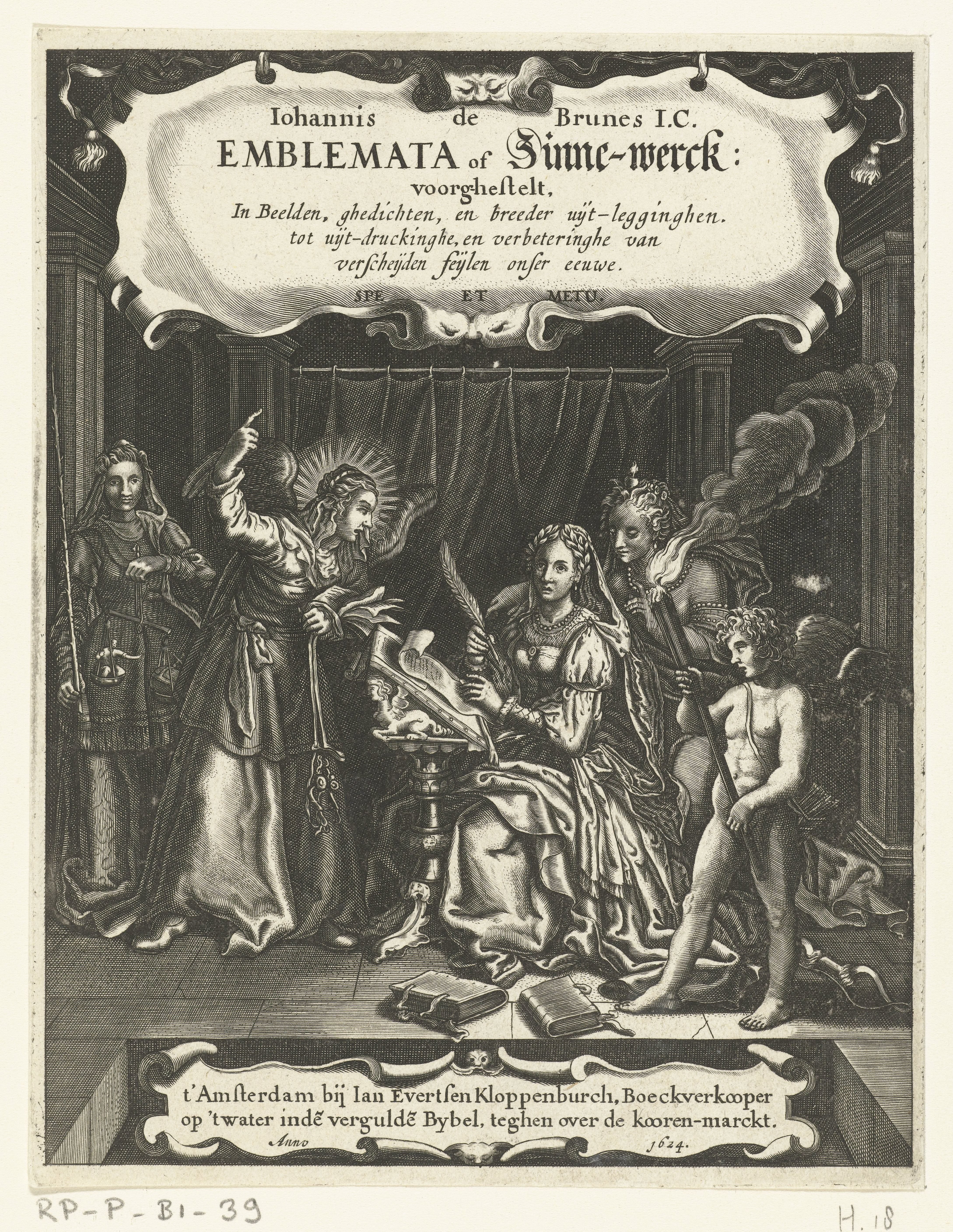 Titelpagina voor Emblemata of Zinne-werck van Johannes de Brune