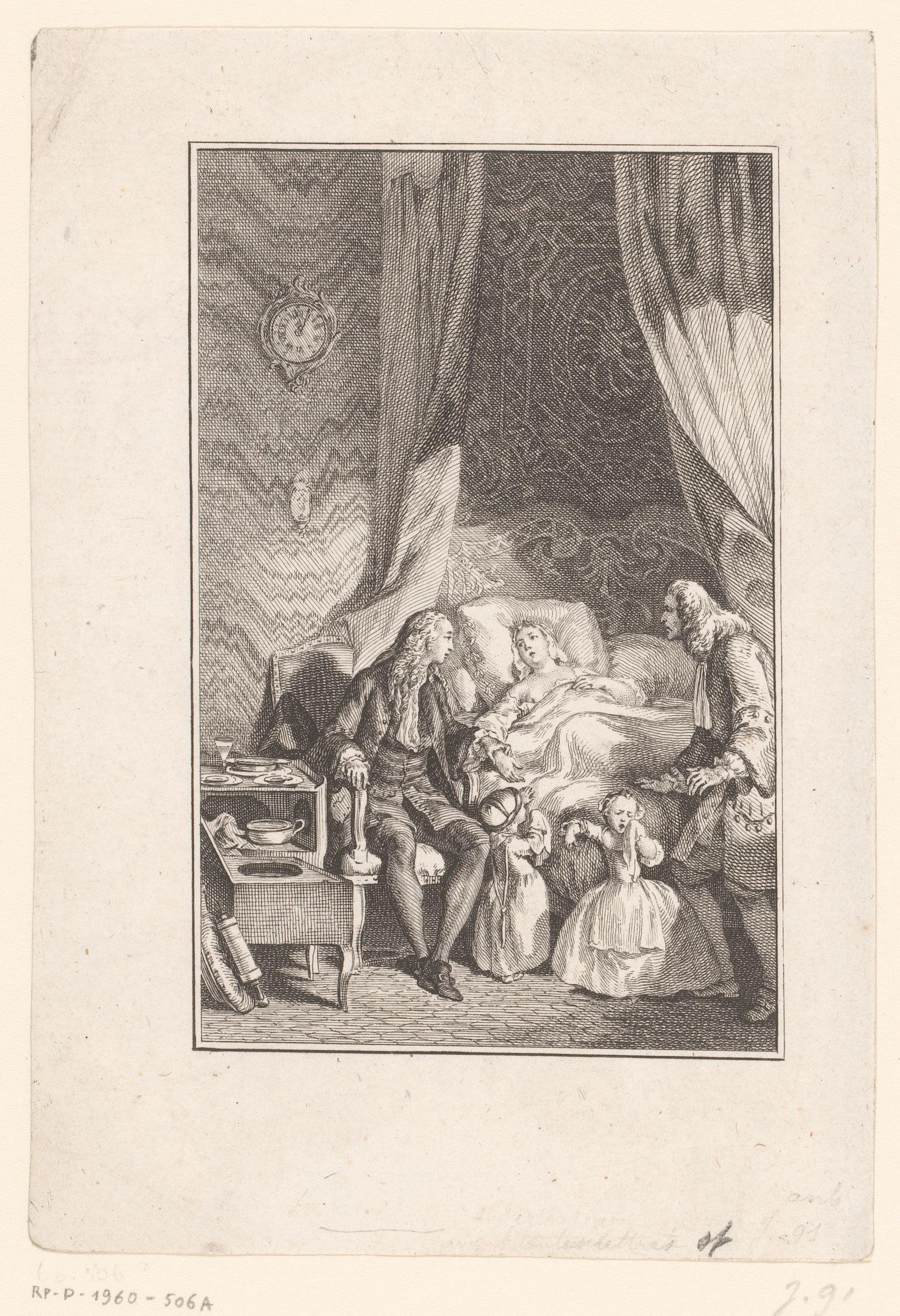 Vrouw in haar ziekbed