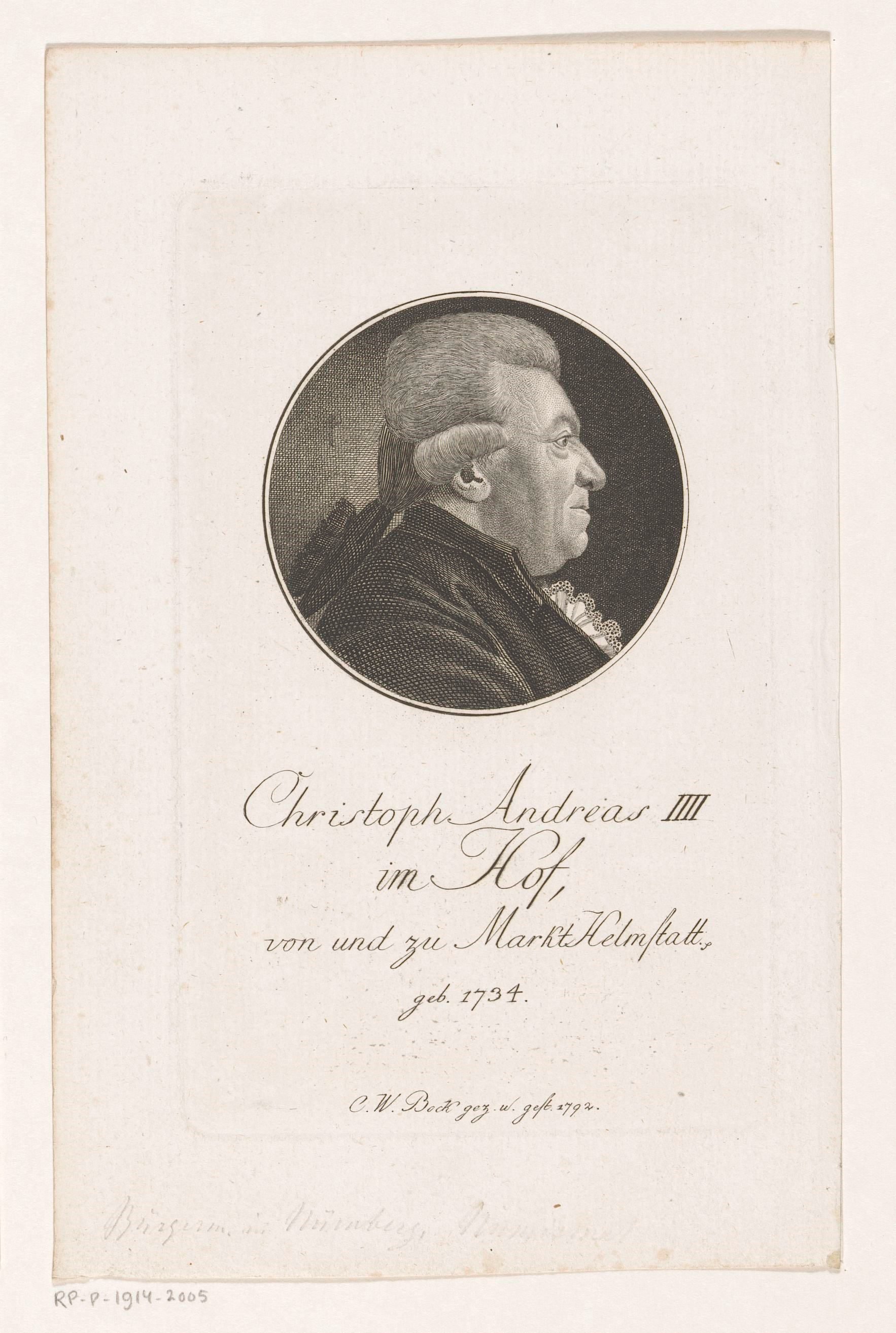 Portret van Christoph Andreas IV Imhof von und zu Helmstadt