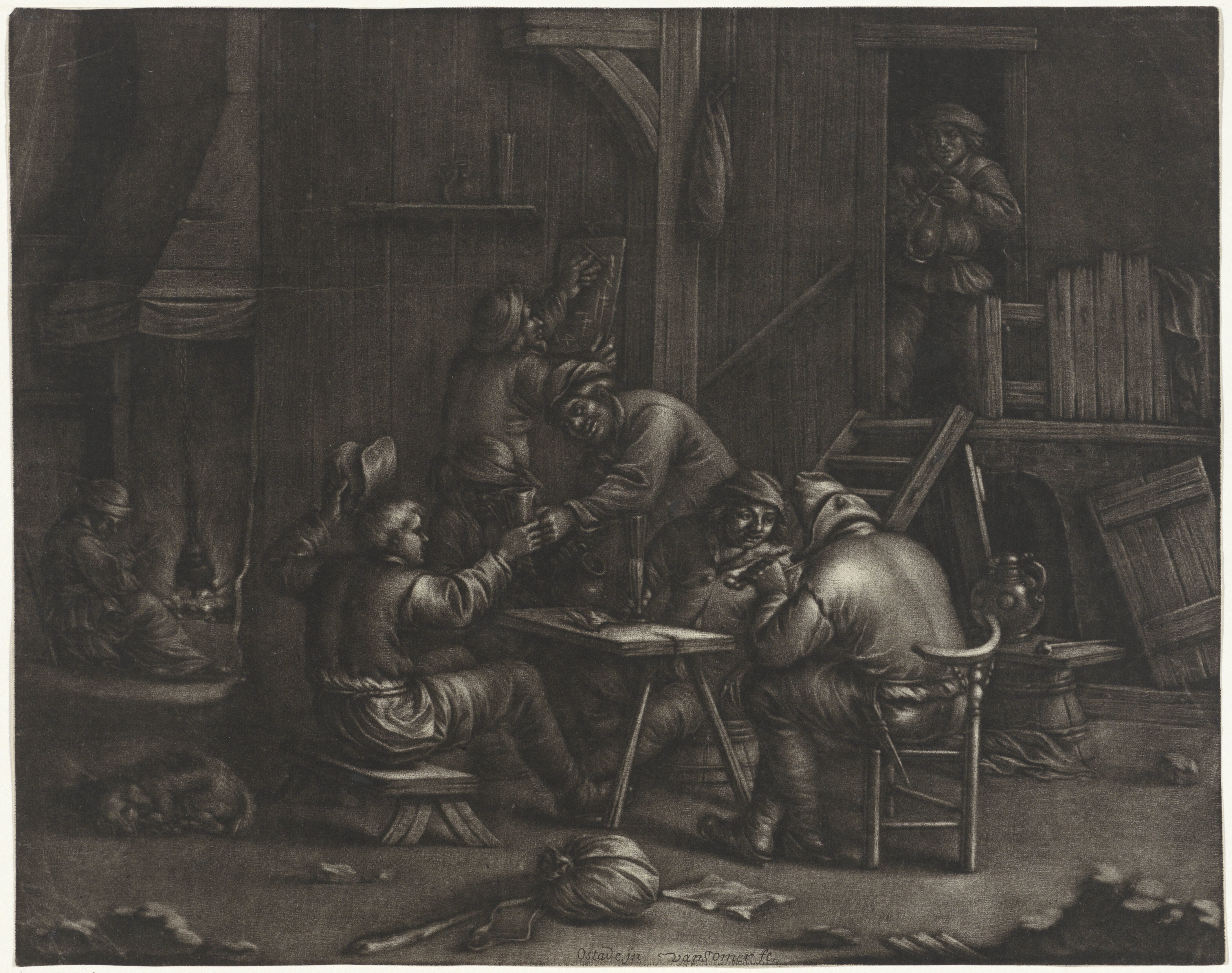 Herberg met drinkende mannen