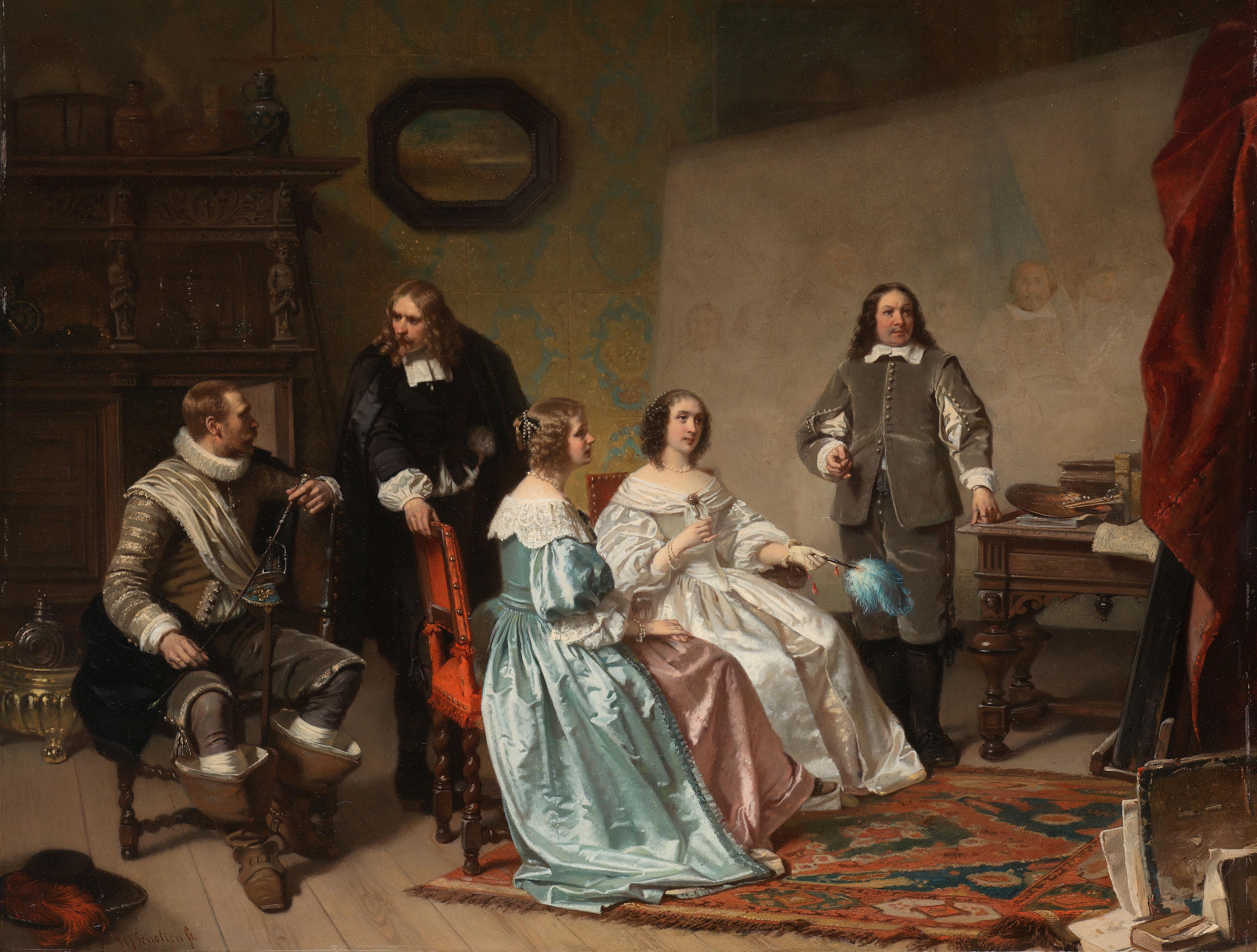 De prinses van Oranje bezoekt het atelier van Bartholomeus van der Helst