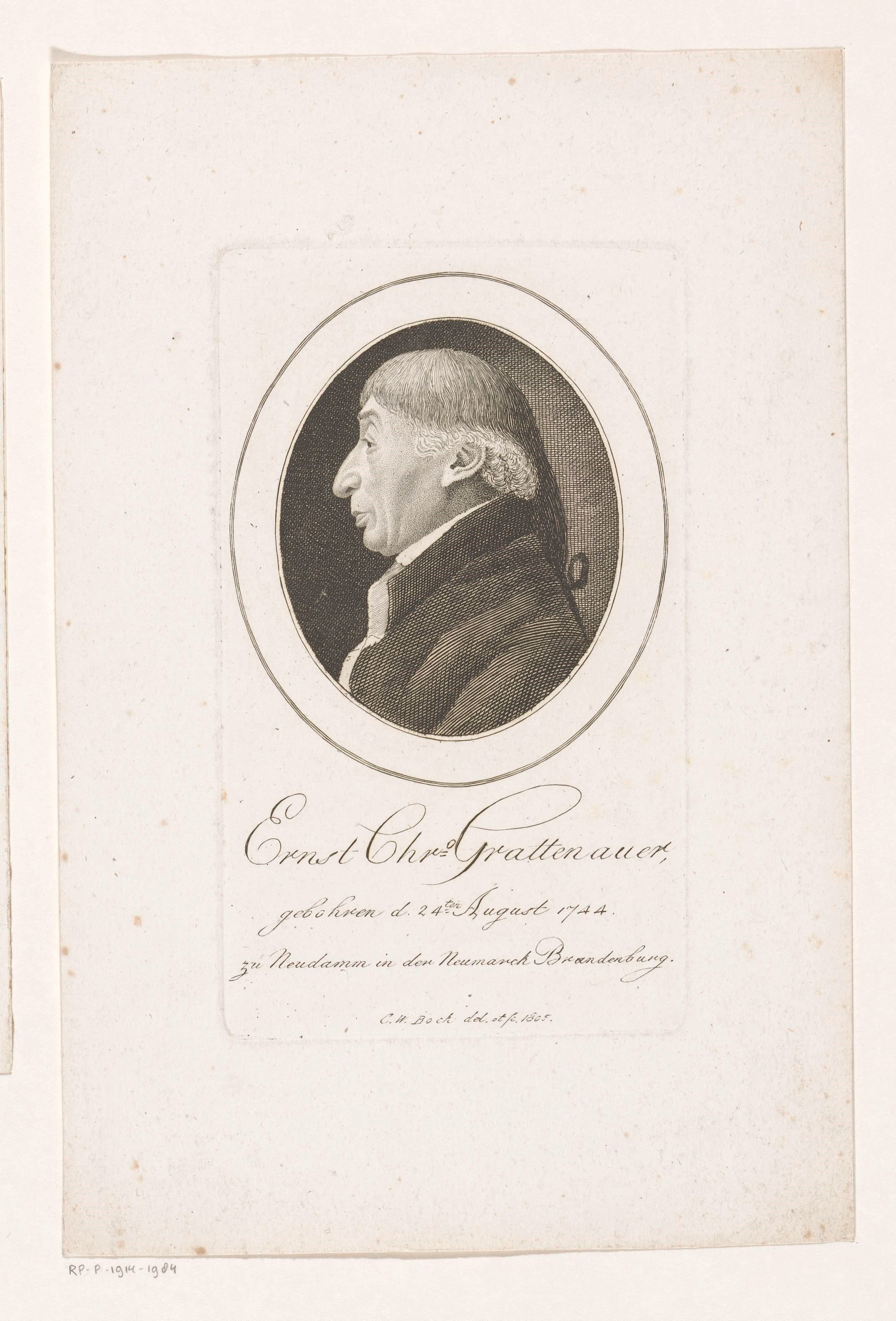 Portret van Ernst Christoph Grattenauer