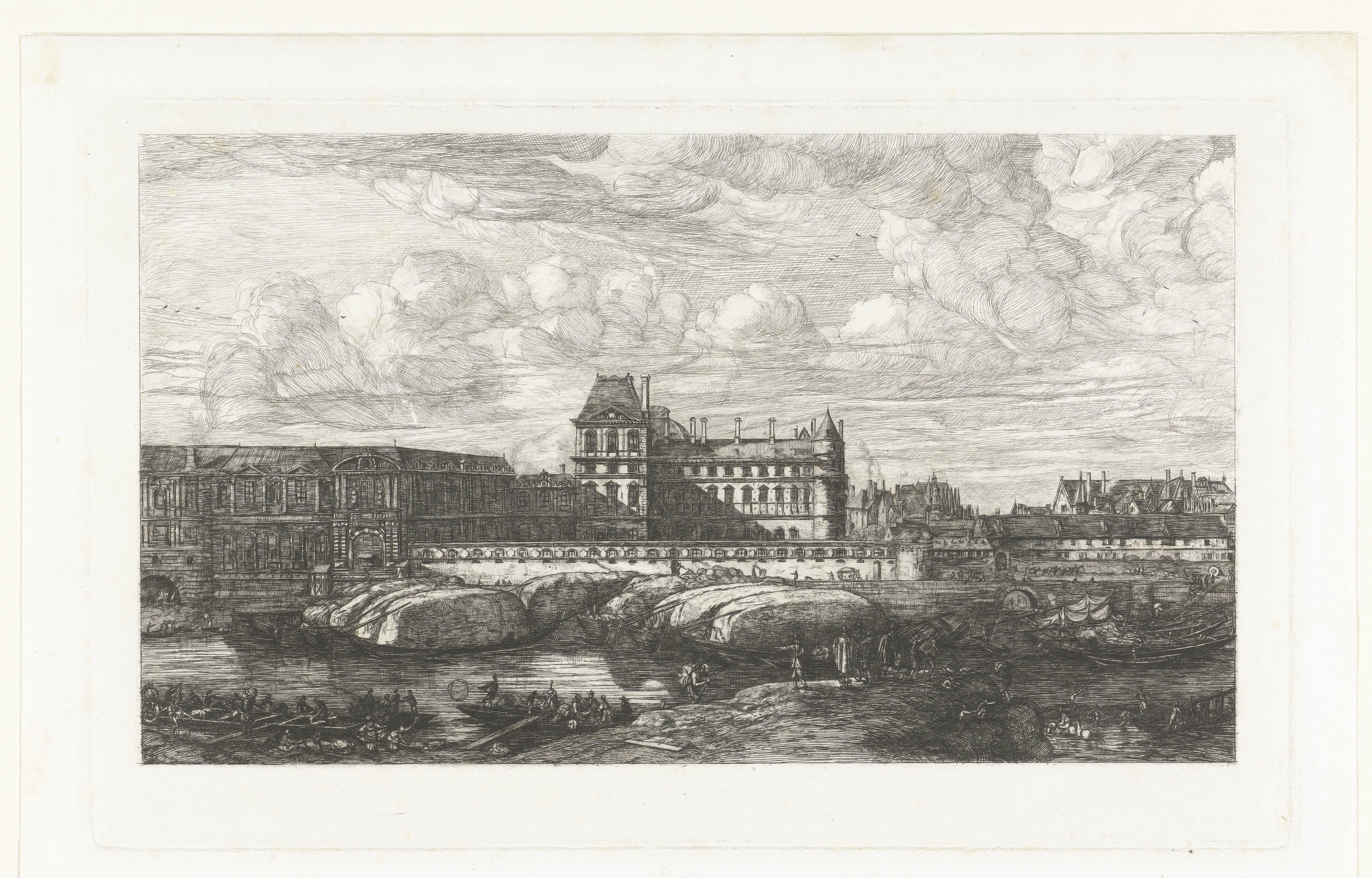 Louvre op de oever van de Seine in Parijs