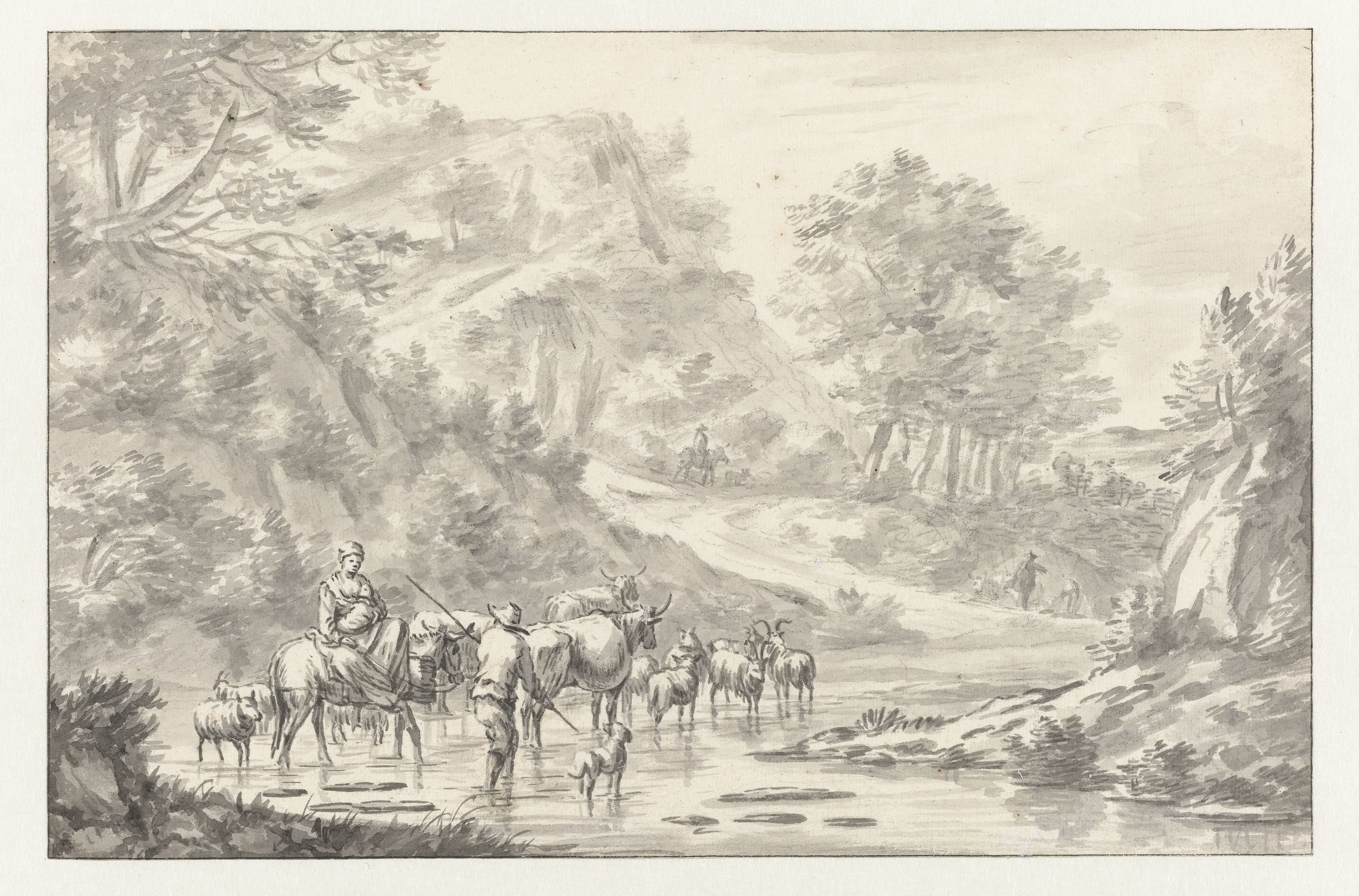 Italianate Landscape with Herders Crossing a Ford