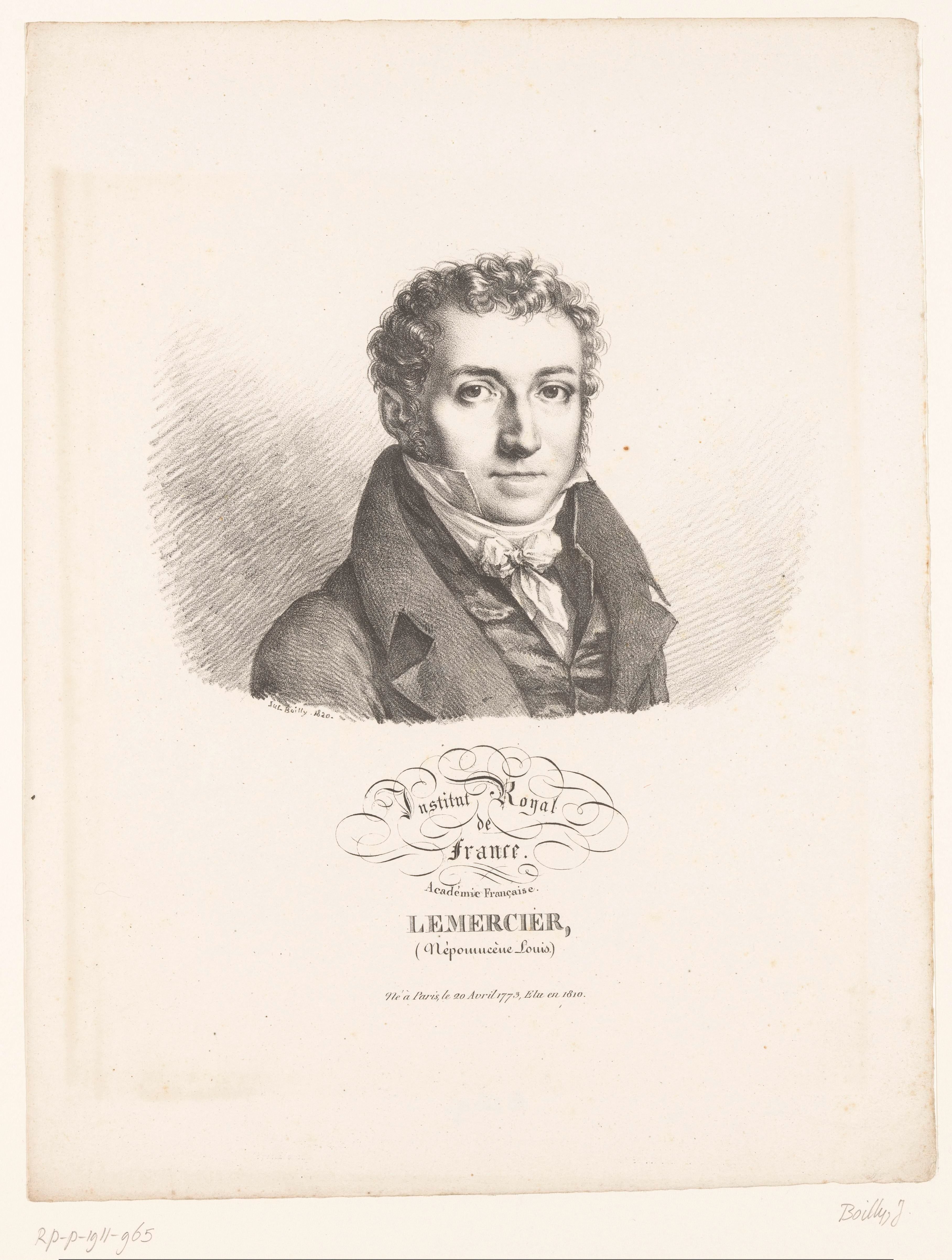 Portret van de dichter Louis-Jean-Népomucène Lemercier