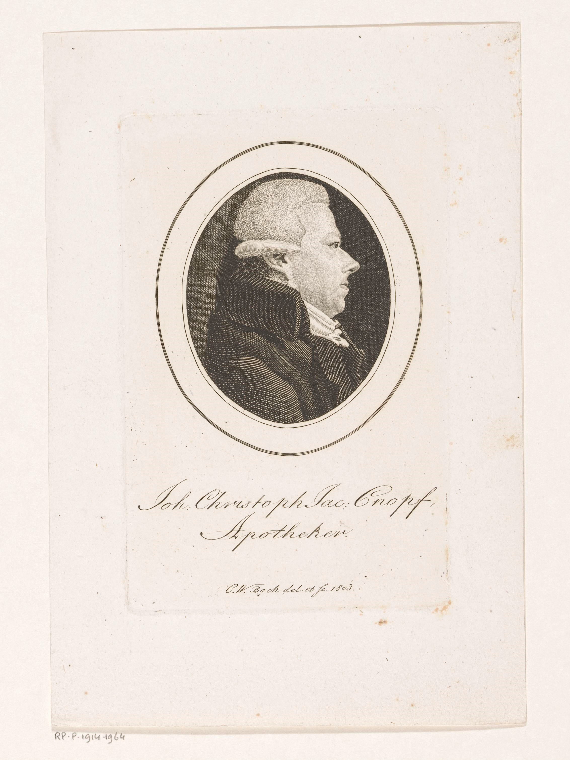 Portret van Johann Christoph Jacob Cnopf