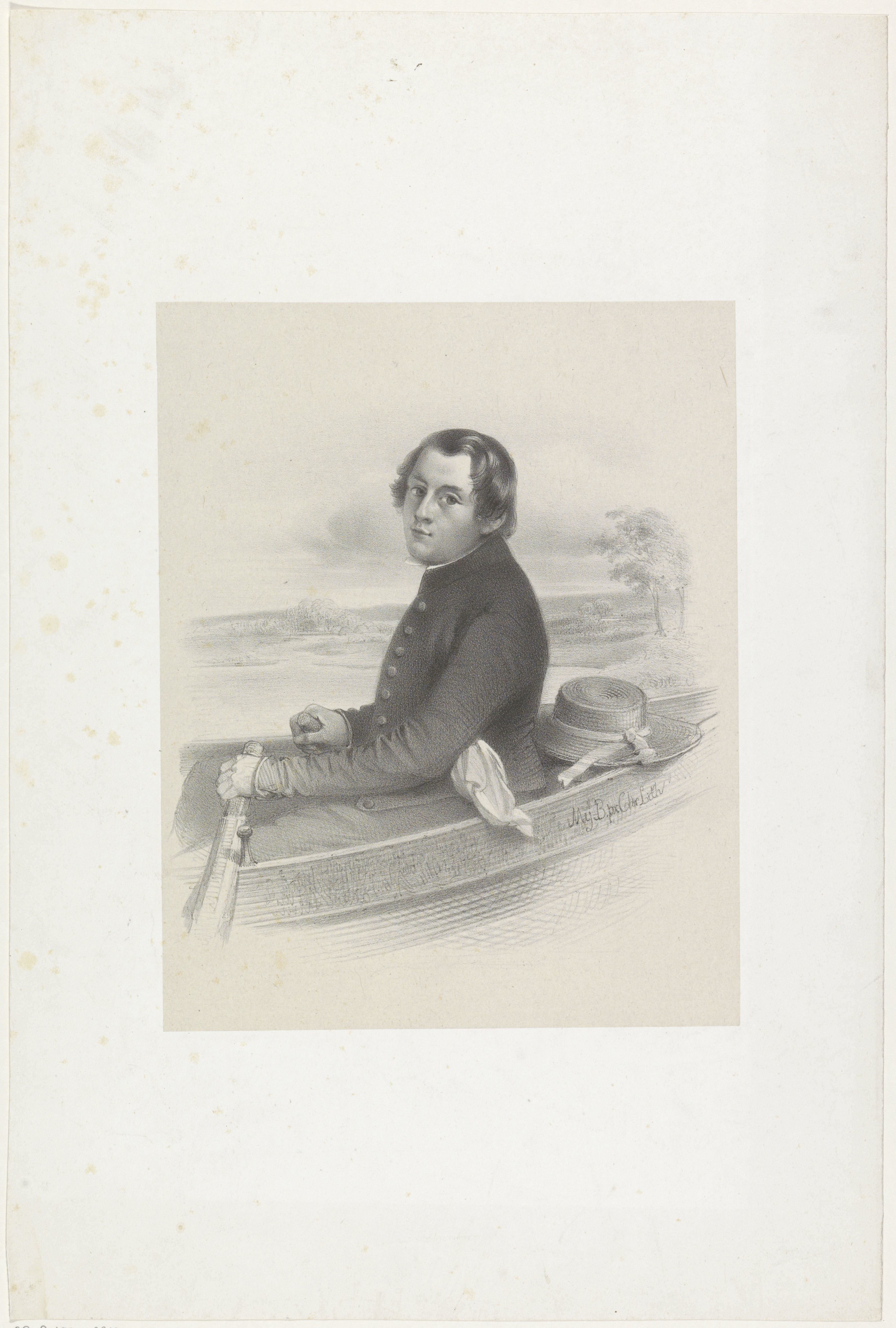 Portret van een onbekende jongen in een boot