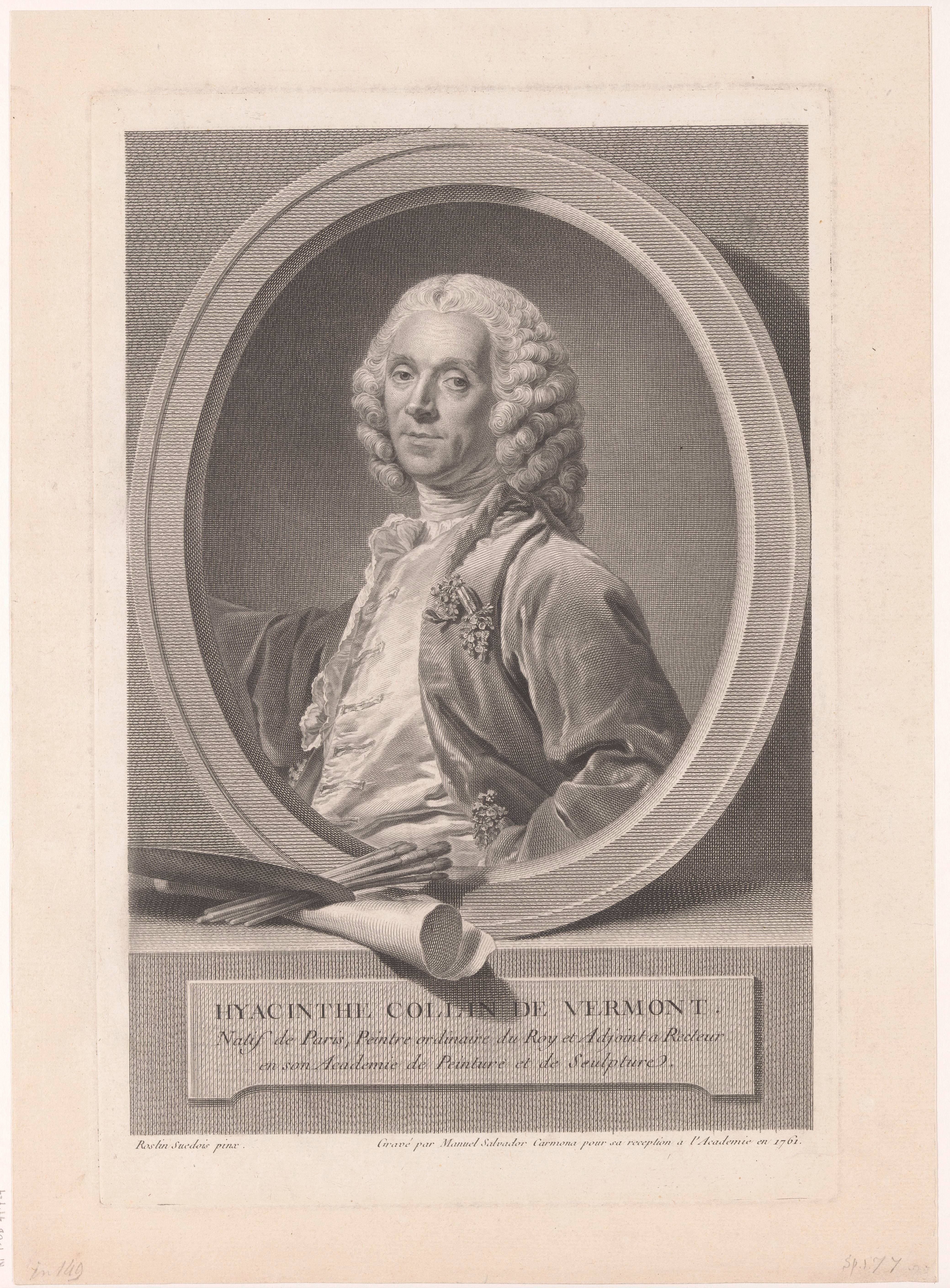 Portret van schilder Hyacinthe Collin de Vermont