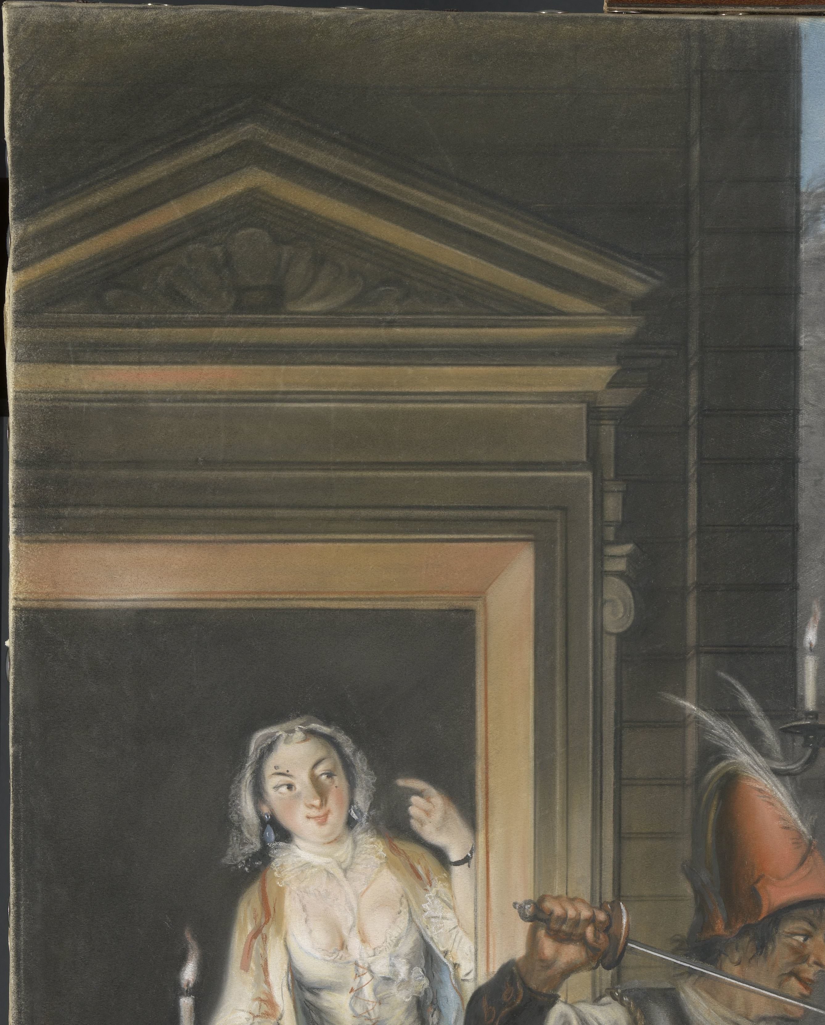 De omkopingsscène uit het tweede bedrijf van het blijspel 'Hopman Ulrich of de bedrogen gierigheid' van Johan van Paffenrode (1661).