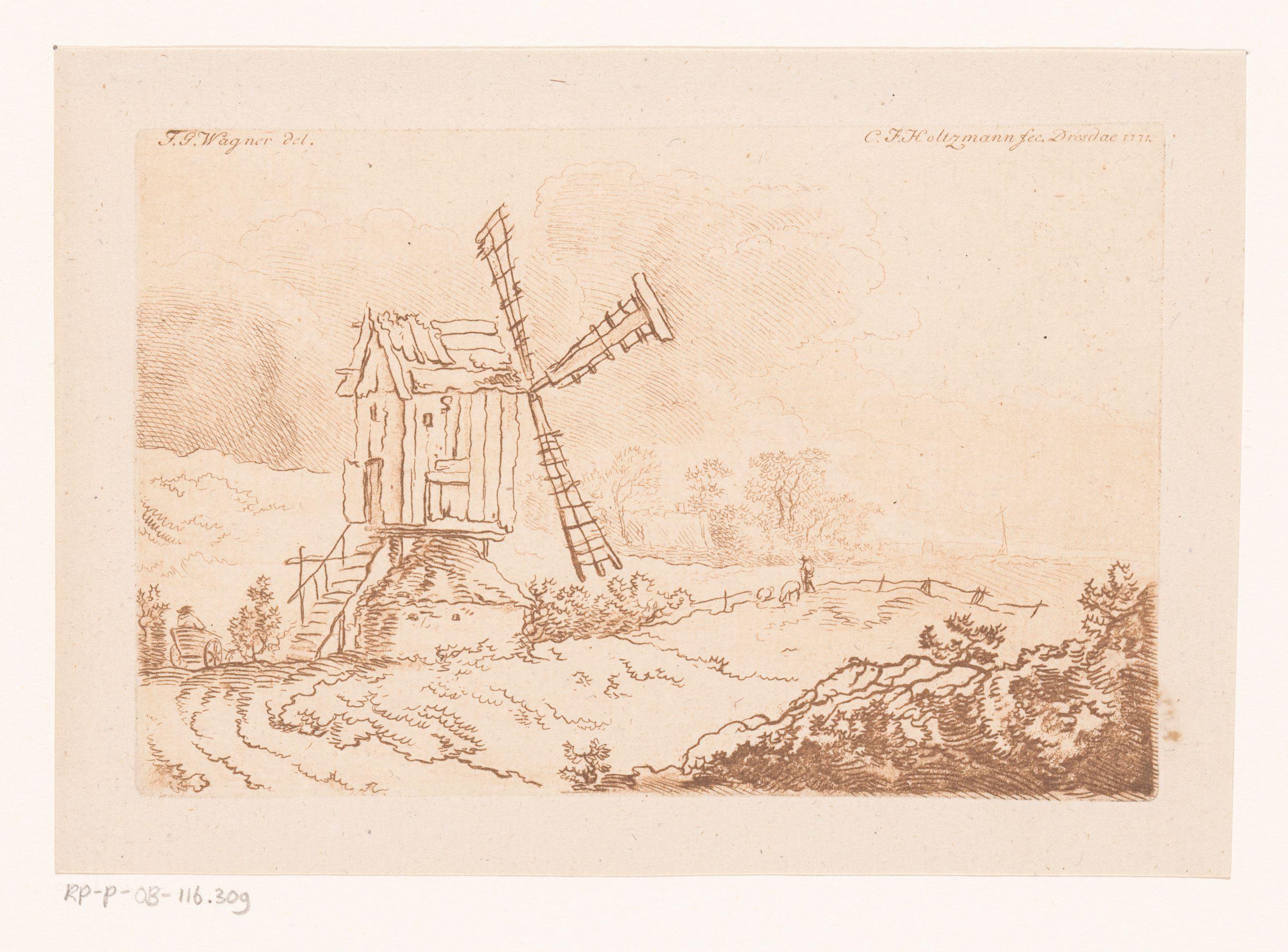 Landschap met een molen