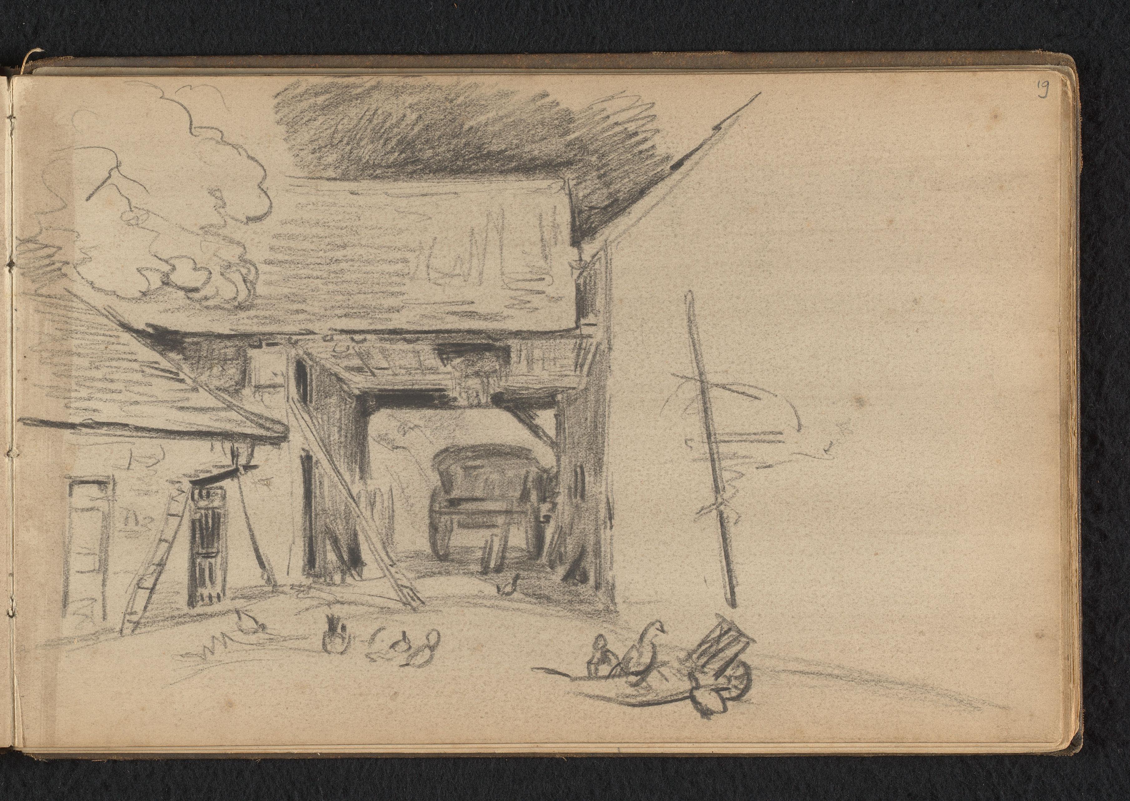 Boerderij schuur met kar