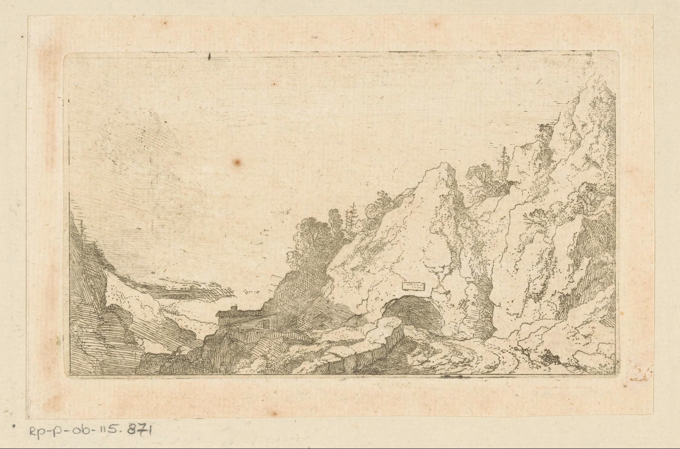 Landschap met tunnel door een rotspartij