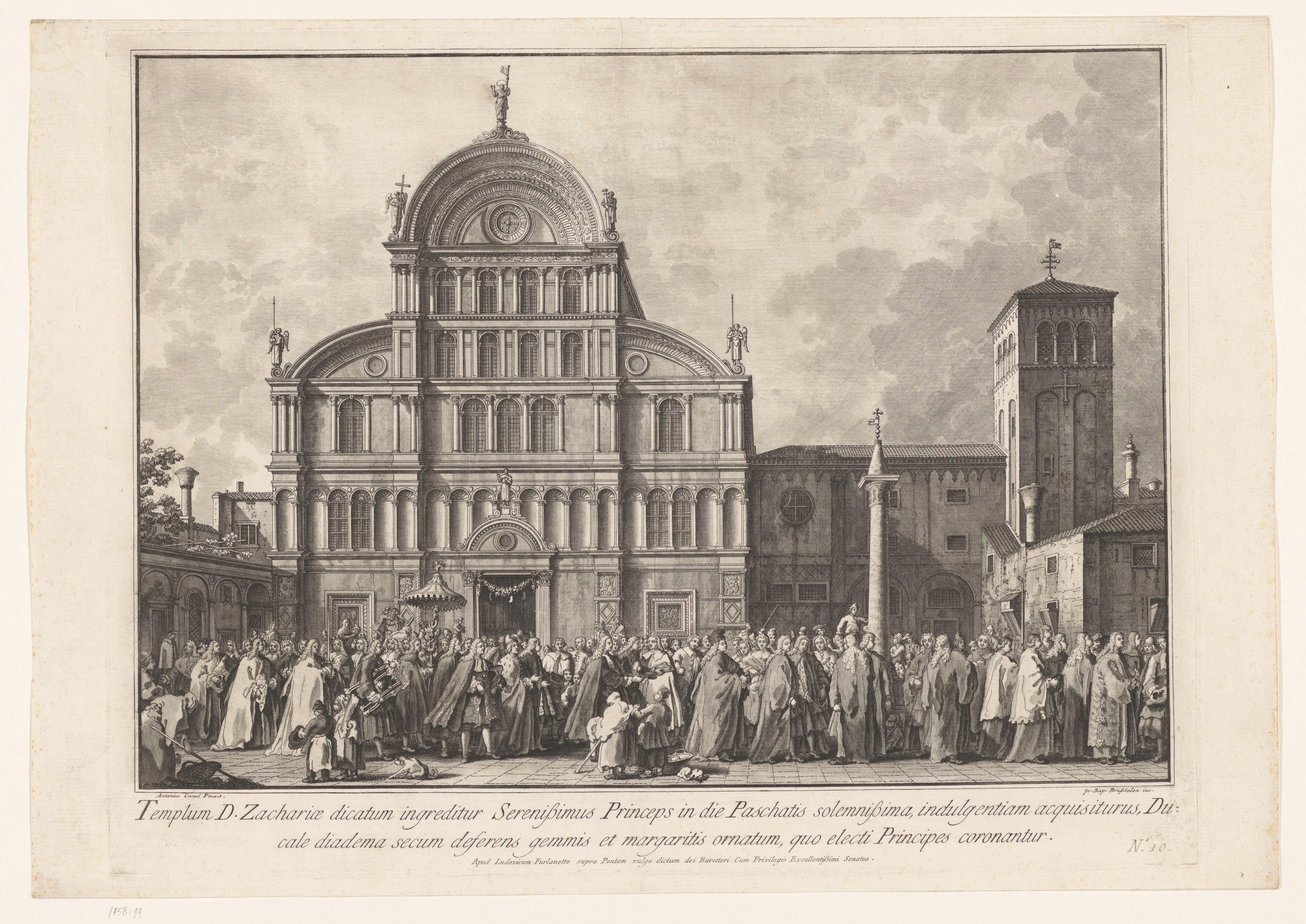 De Doge en zijn gevolg voor de San Zaccaria op paaszondag