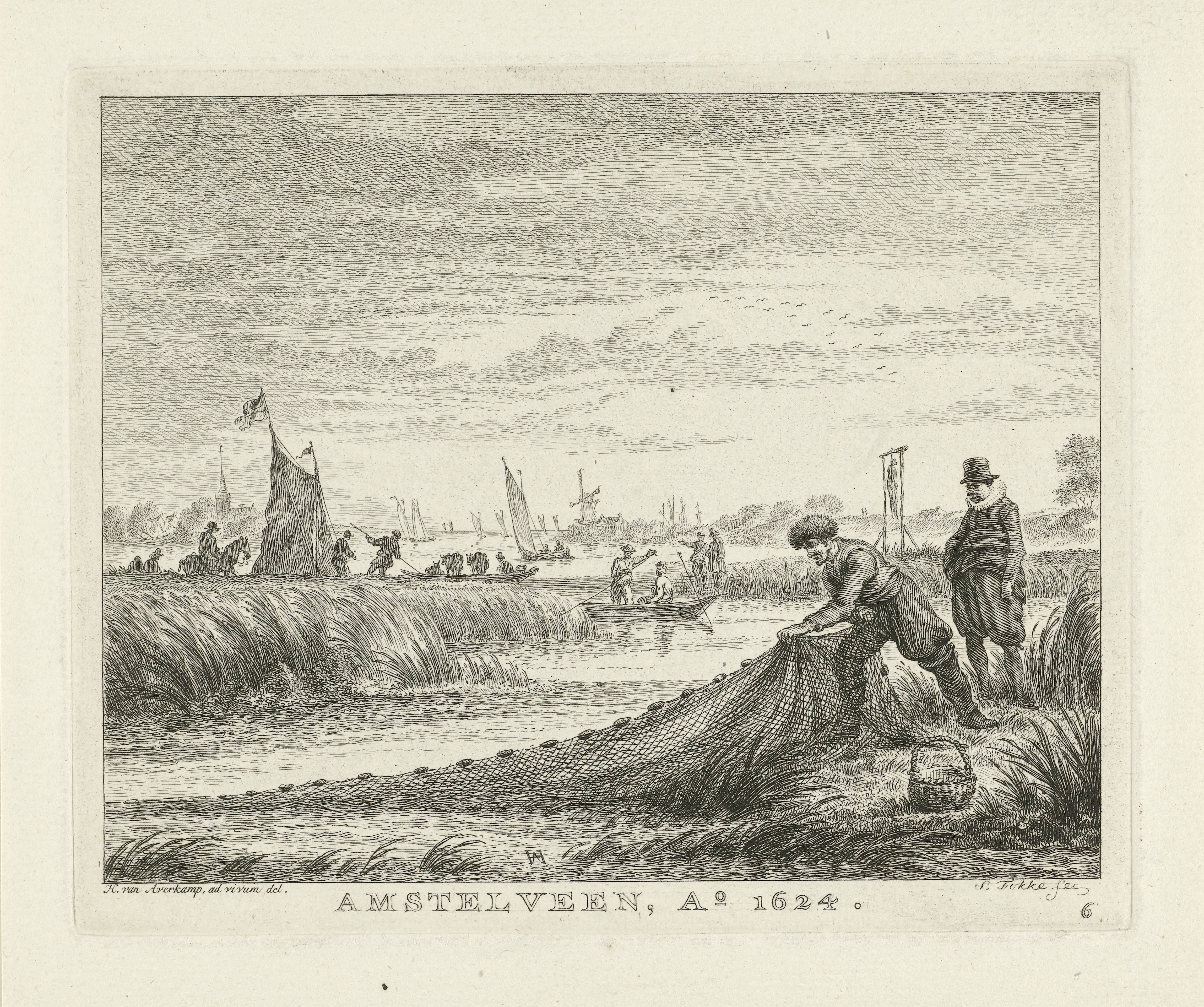 Rivierlandschap met boten nabij Amstelveen, 1624