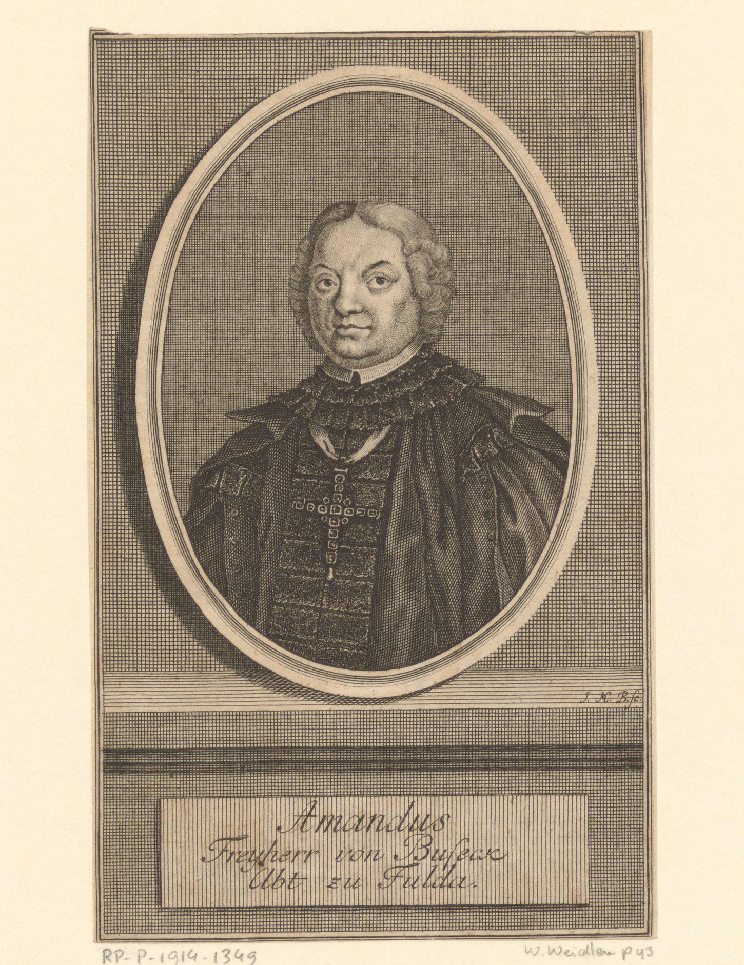 Portret van Amandus von Buseck, vorst-abt van Fulda