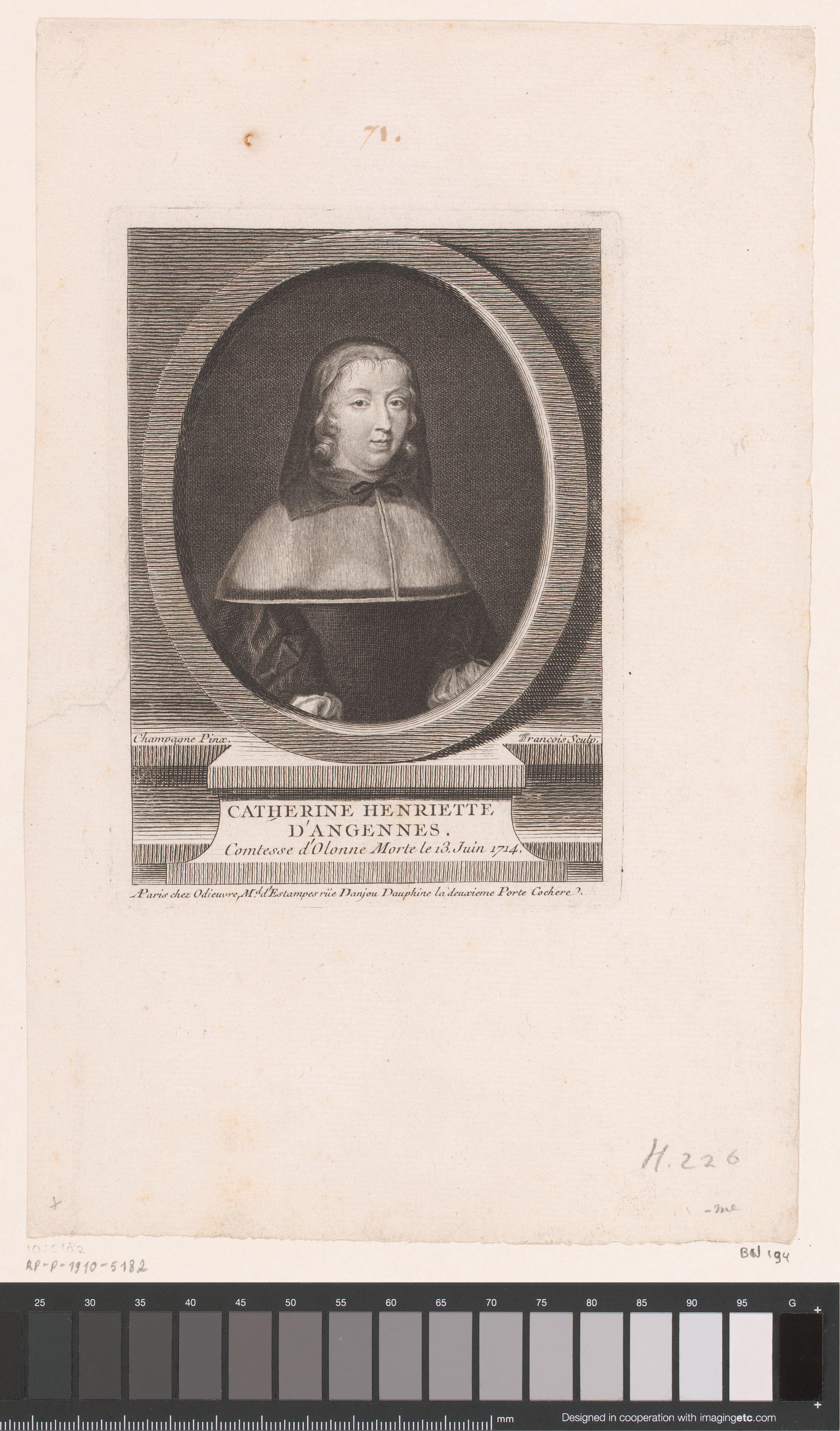 Portret van Catherine Henriette d'Angennes, gravin van Olonne