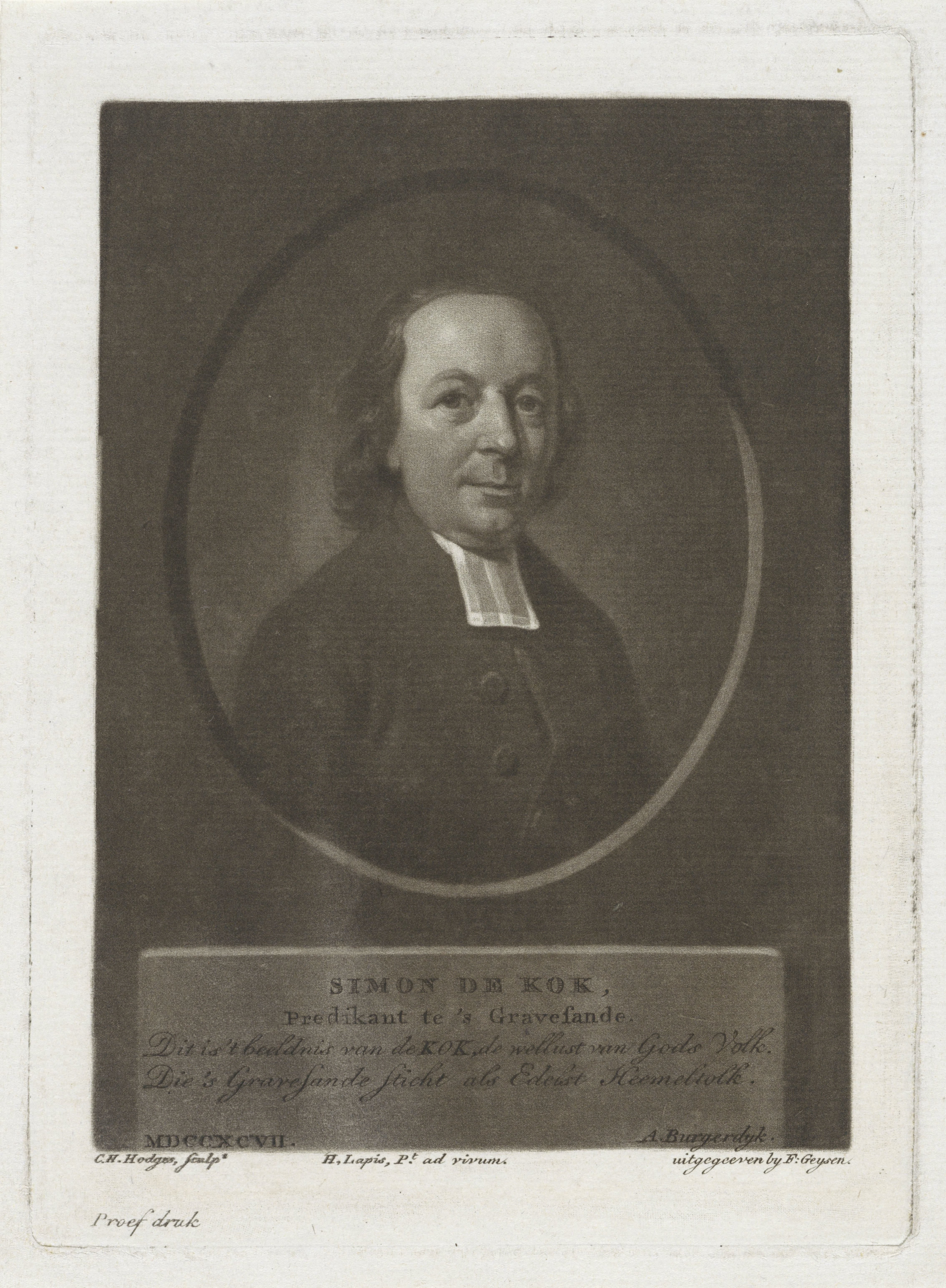 Portret van de predikant Simon de Kok
