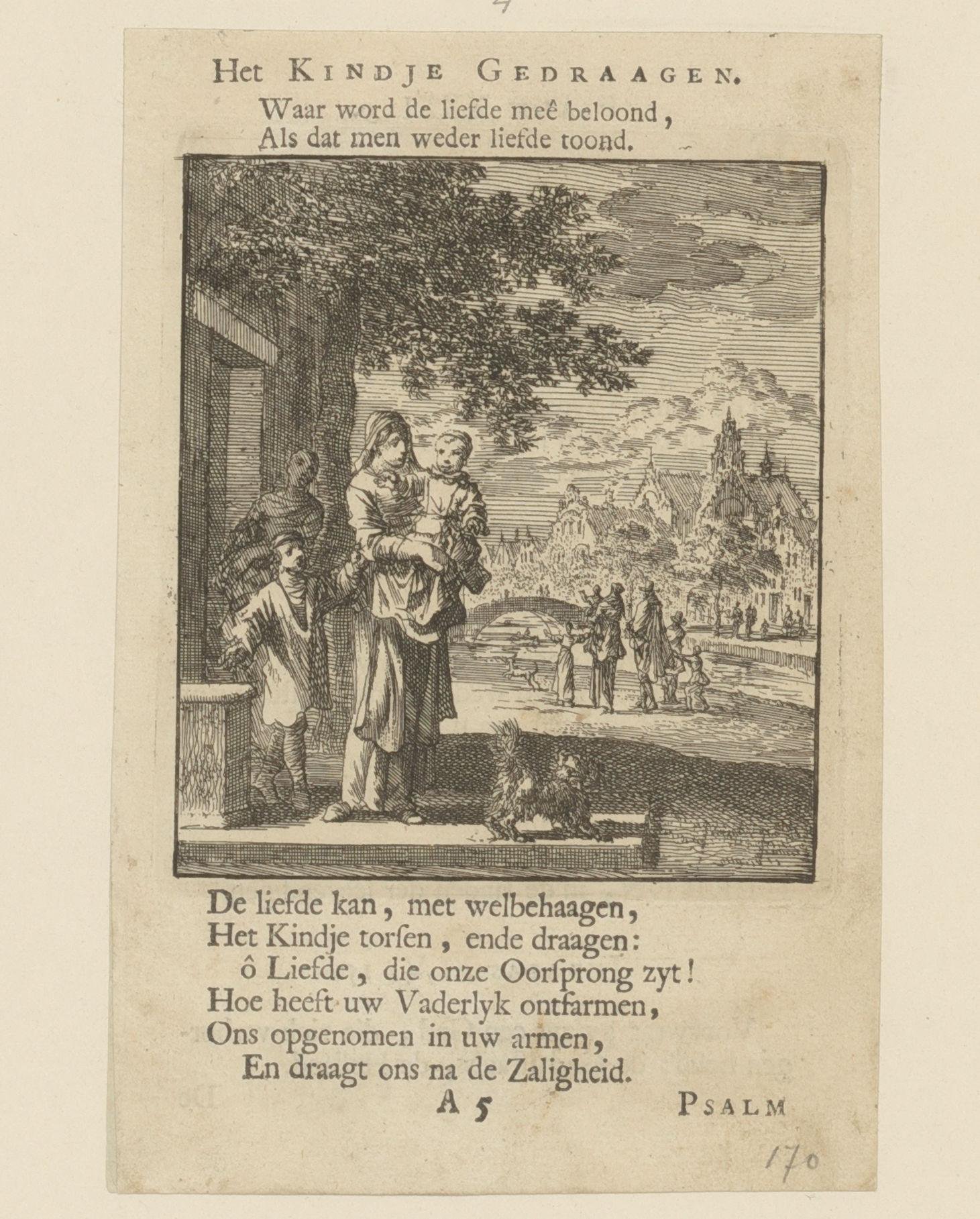 Kind in gedragen door de moeder in de buitenlucht