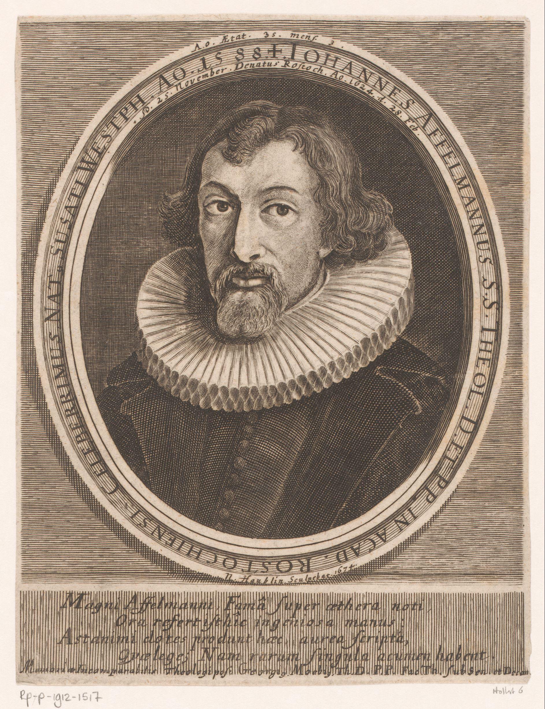 Portret van Johann Affelmann op 35-jarige leeftijd