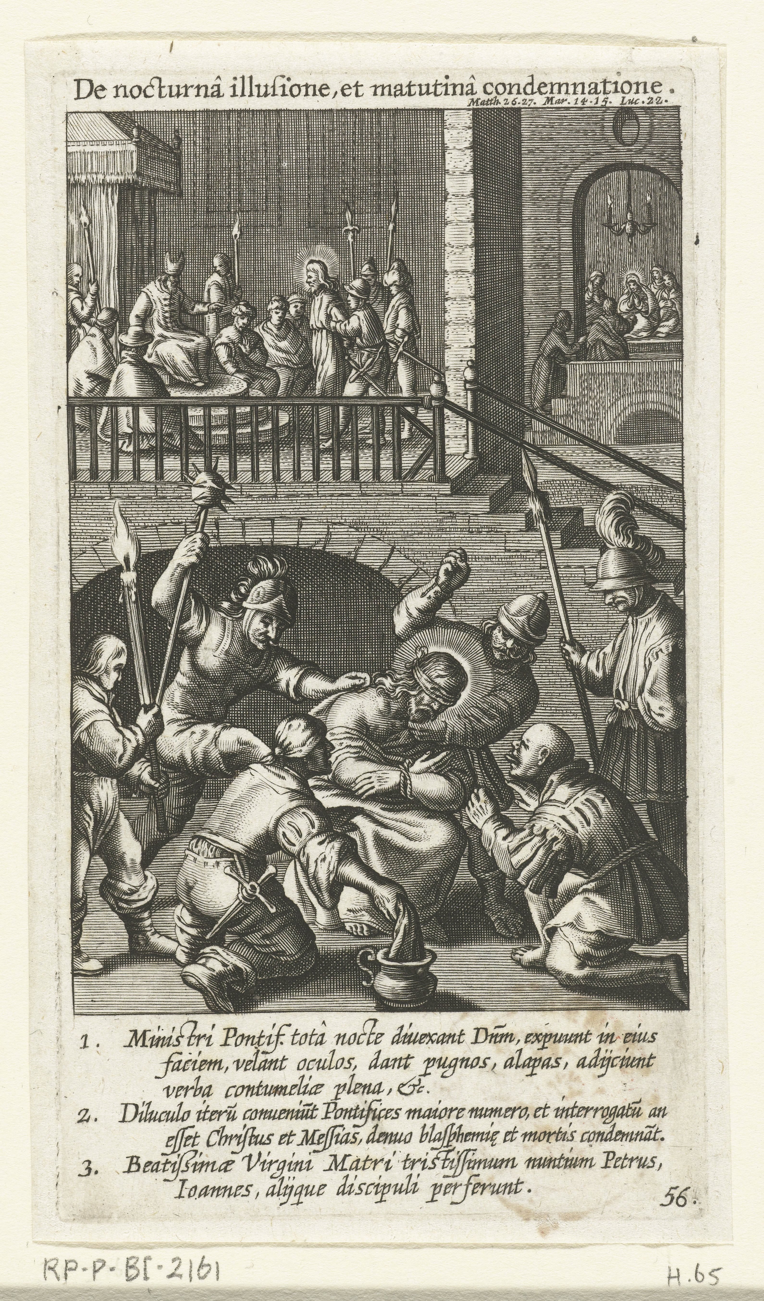 Bespotting van Christus en Christus voor Kajafas