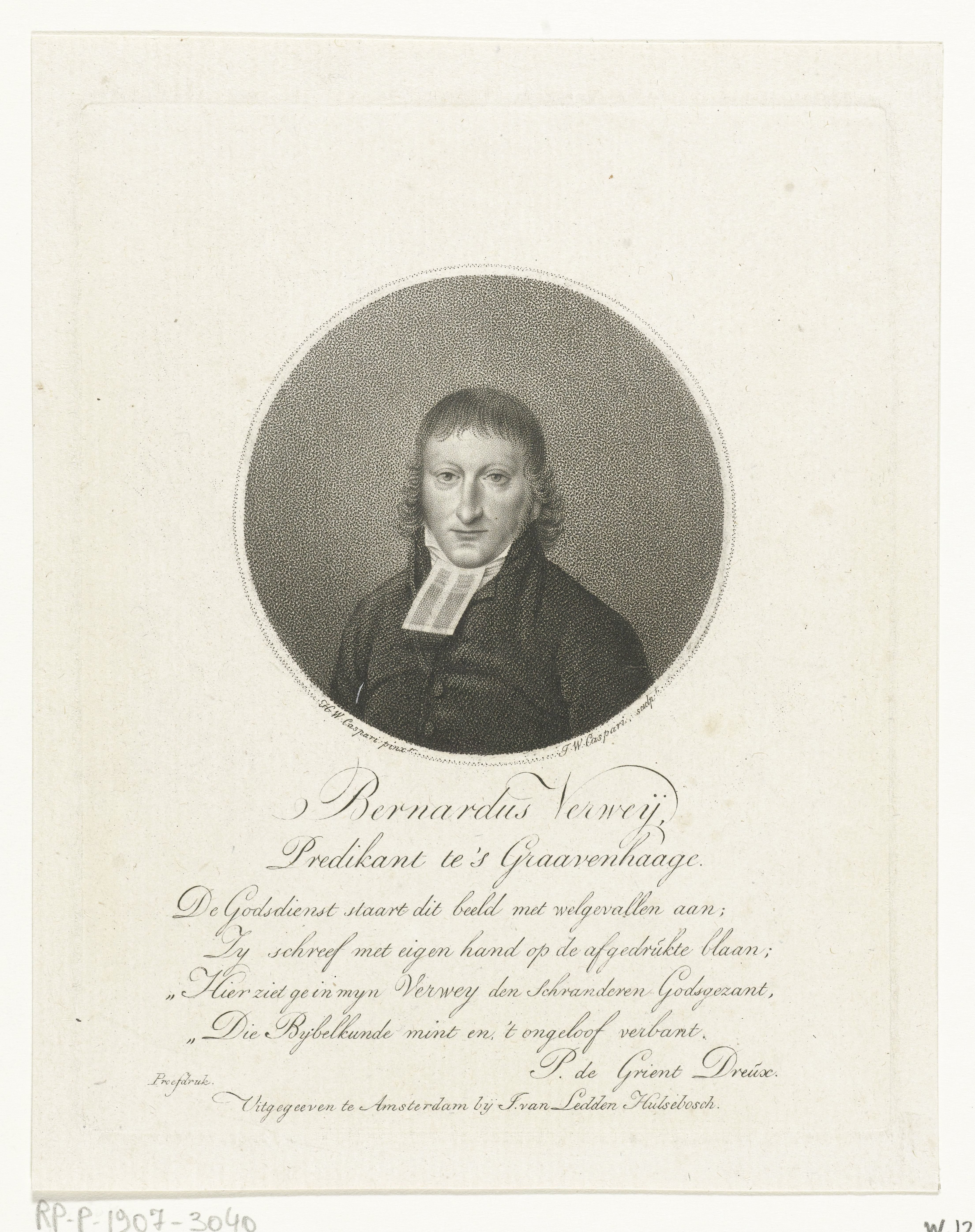 Portret van Bernardus Verwey