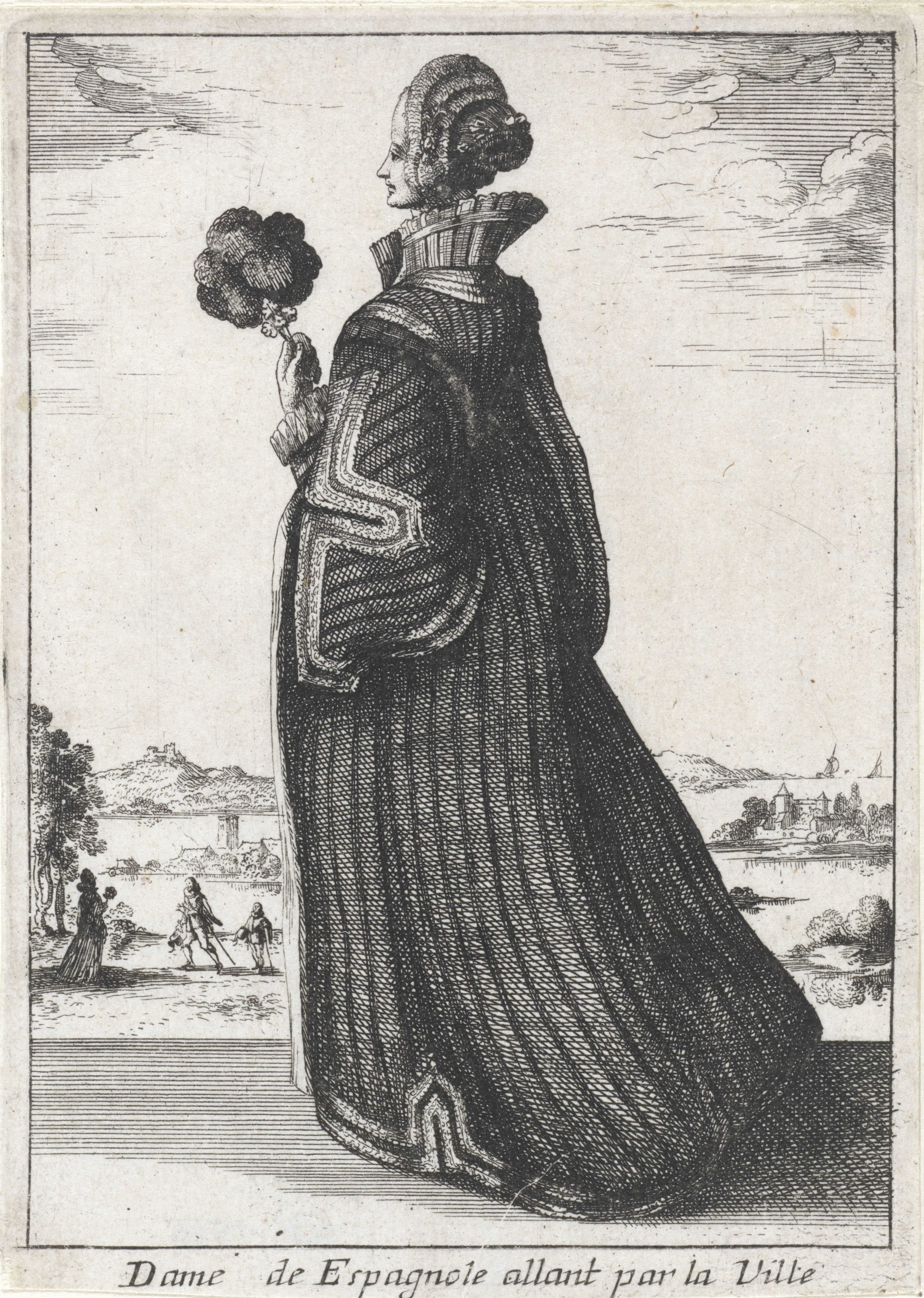 Dame de Espagnole allant par la Ville