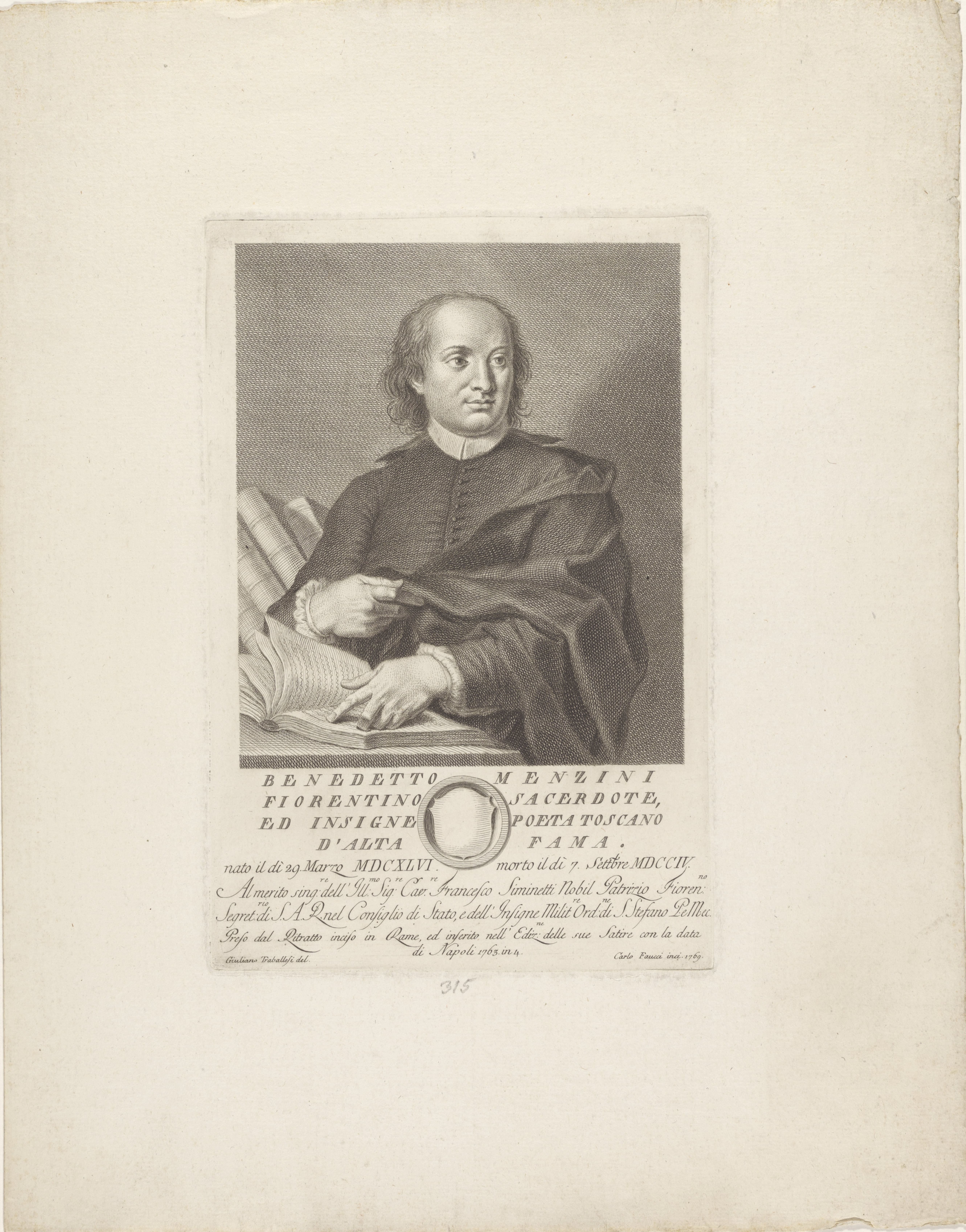 Portret van priester en dichter Benedetto Menzini