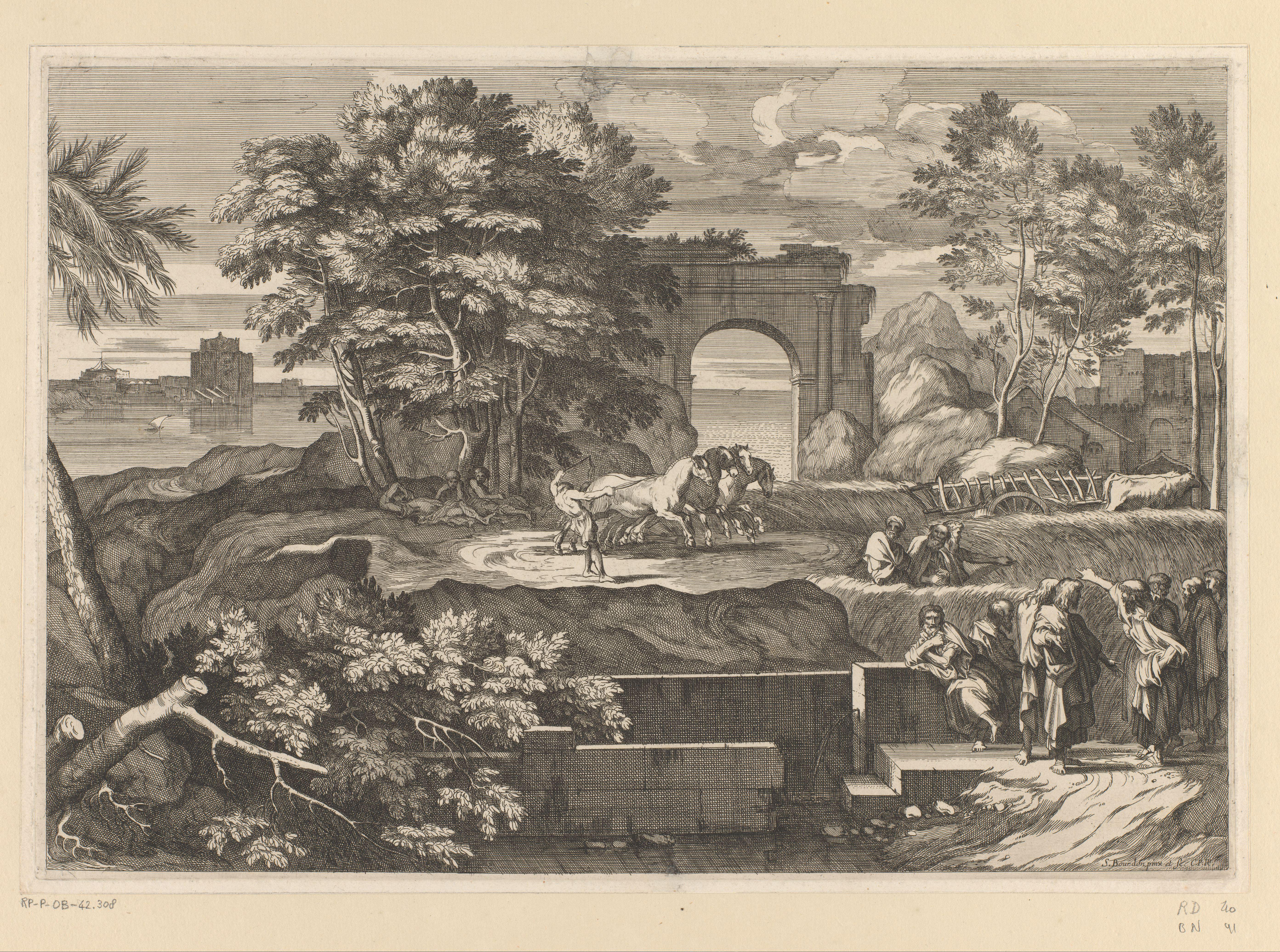 Landschap met rijschool en Christus met zijn discipelen