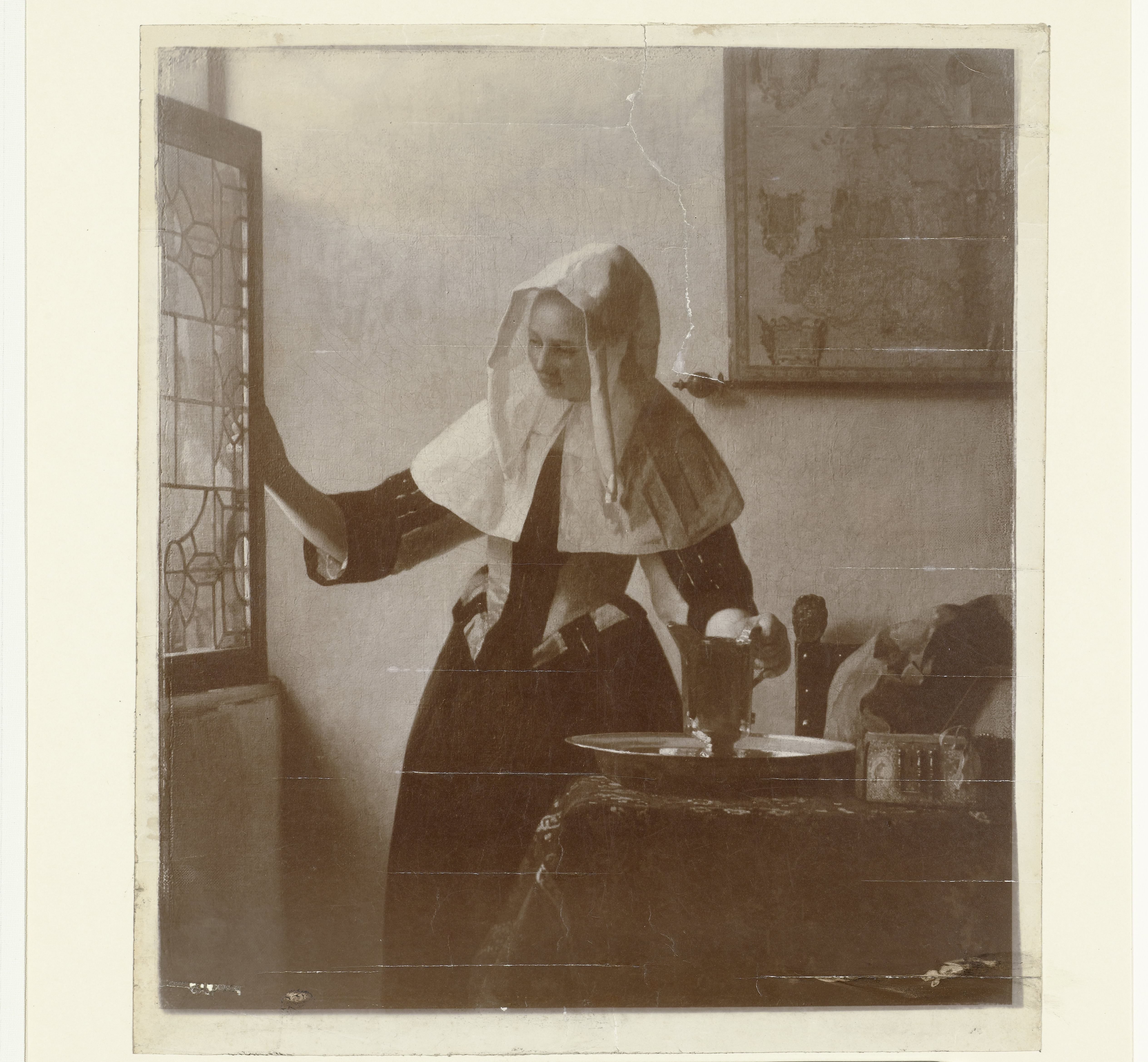 Fotoreproductie Schilderij Vrouw met waterkan door Johannes Vermeer
