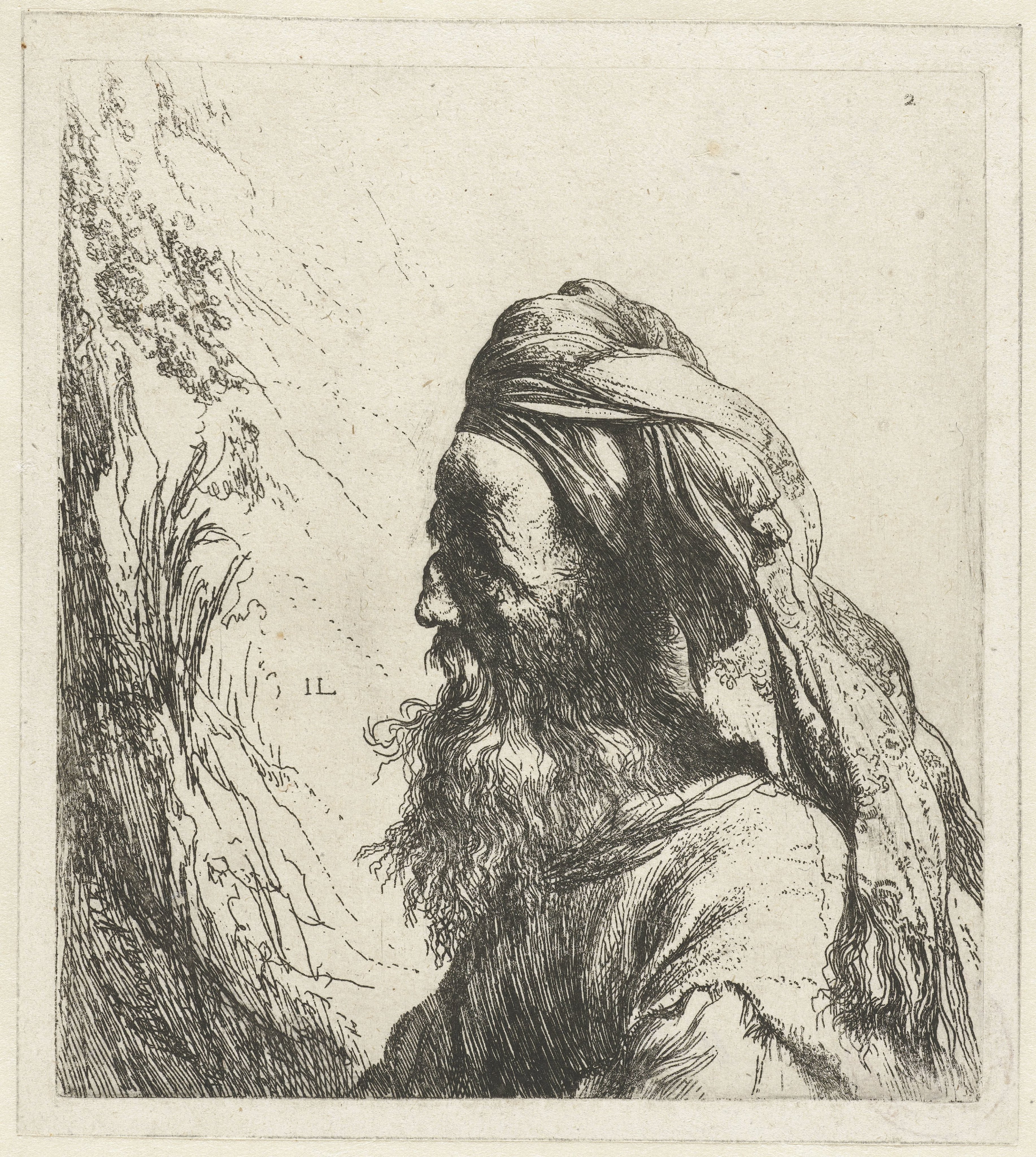 Borstbeeld van een oosterling met baard en tulband