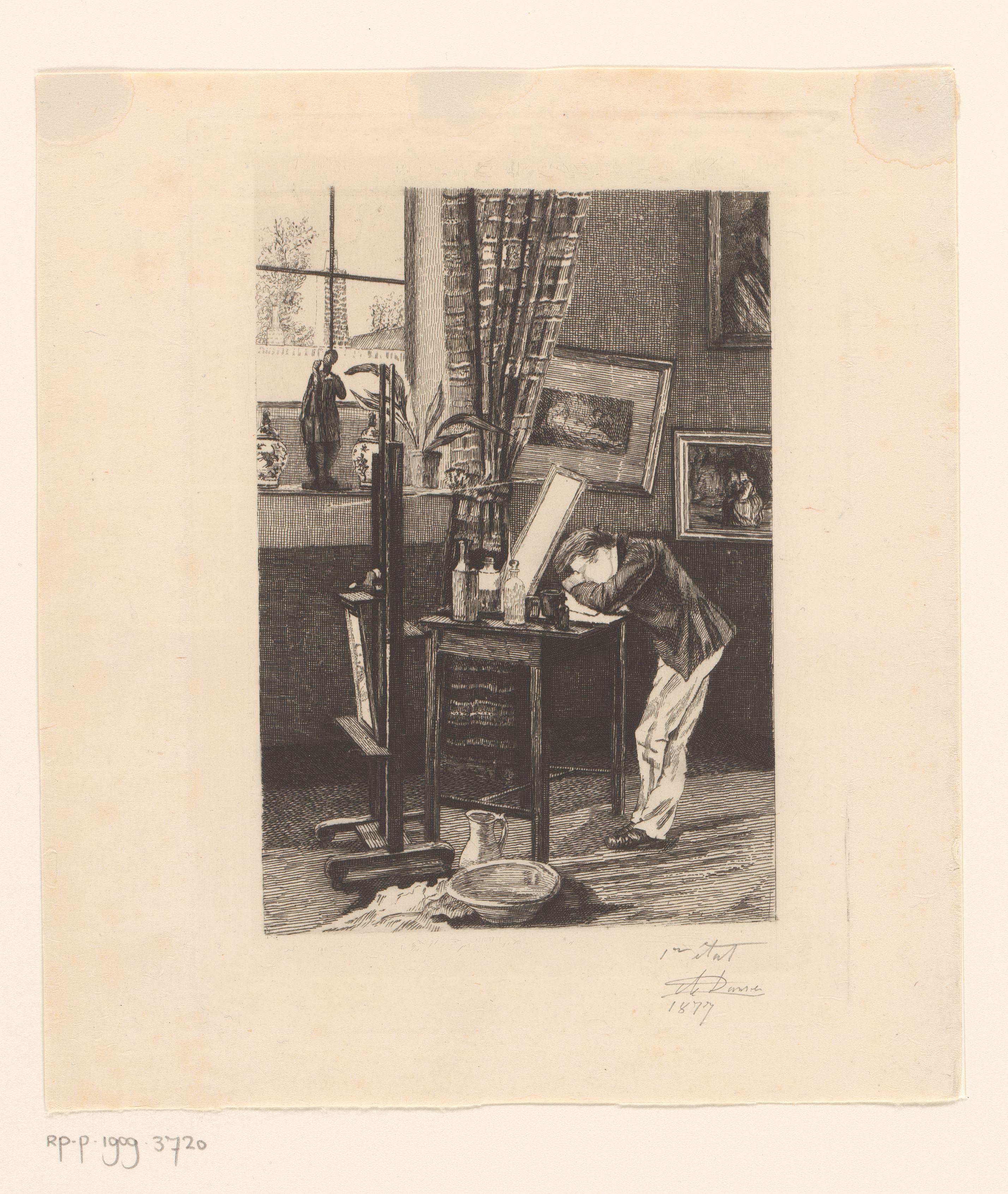 Etser in zijn atelier