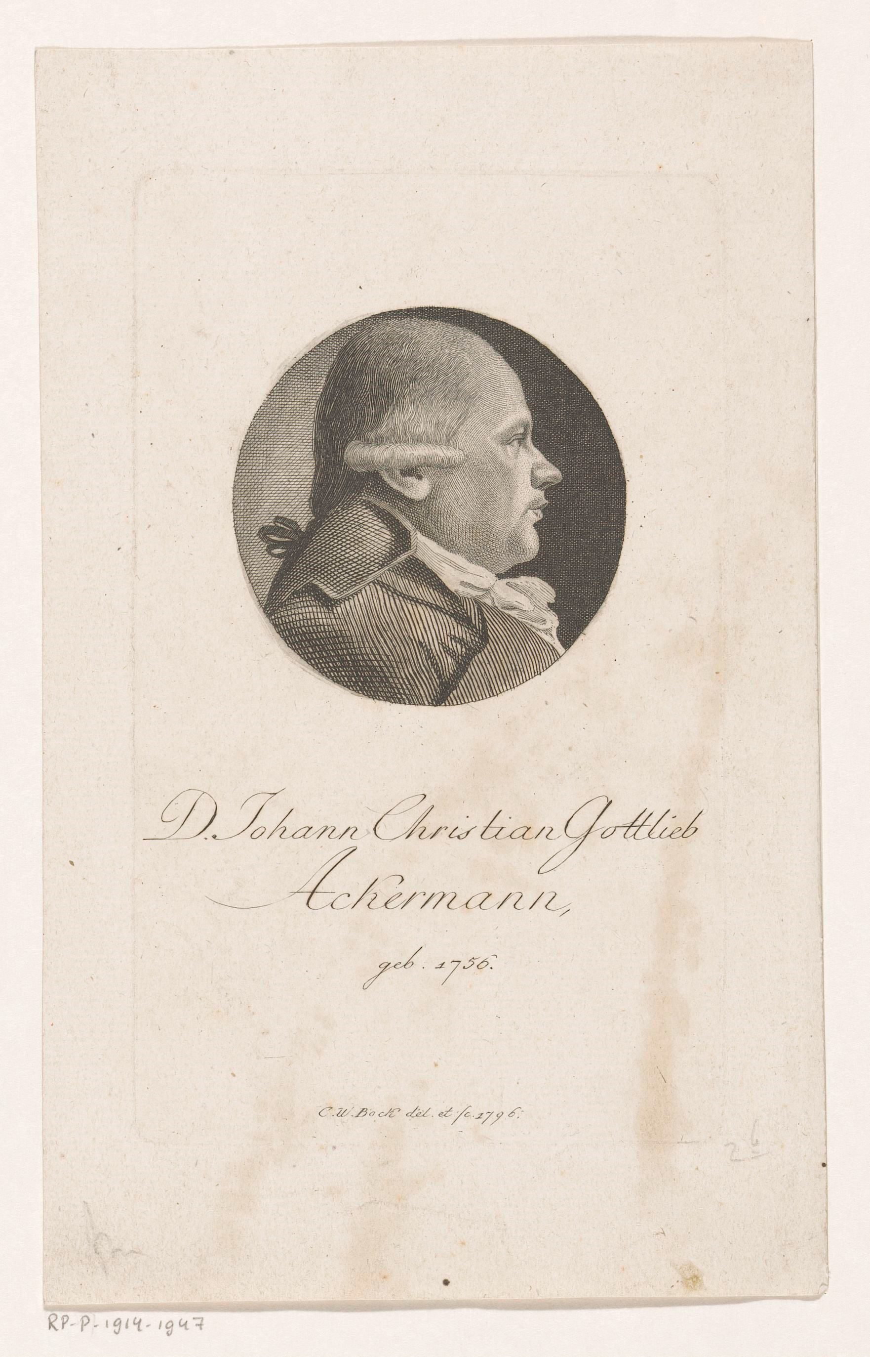 Portret van Johann Christian Gottlieb Ackermann
