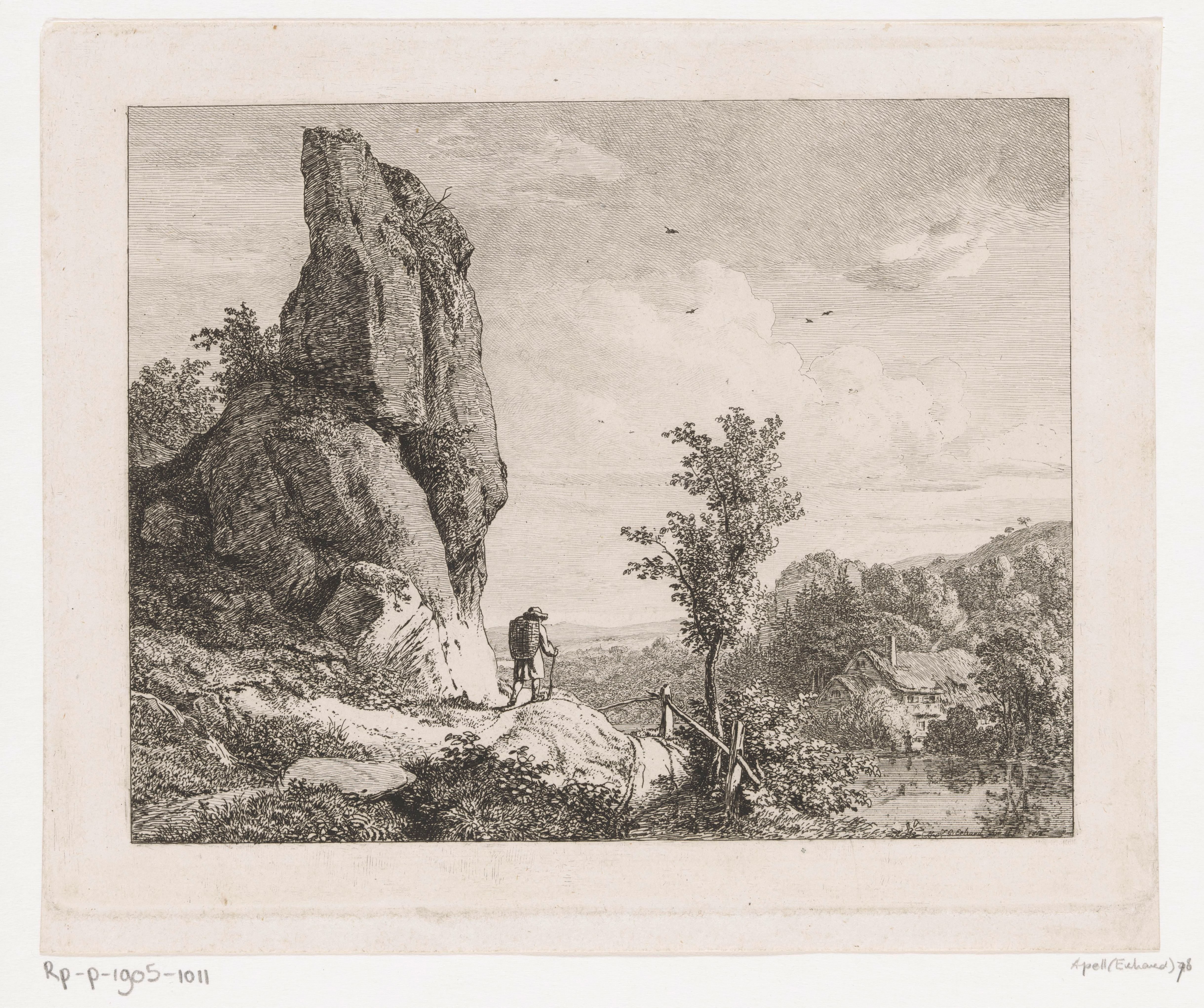 Berglandschap met een reiziger