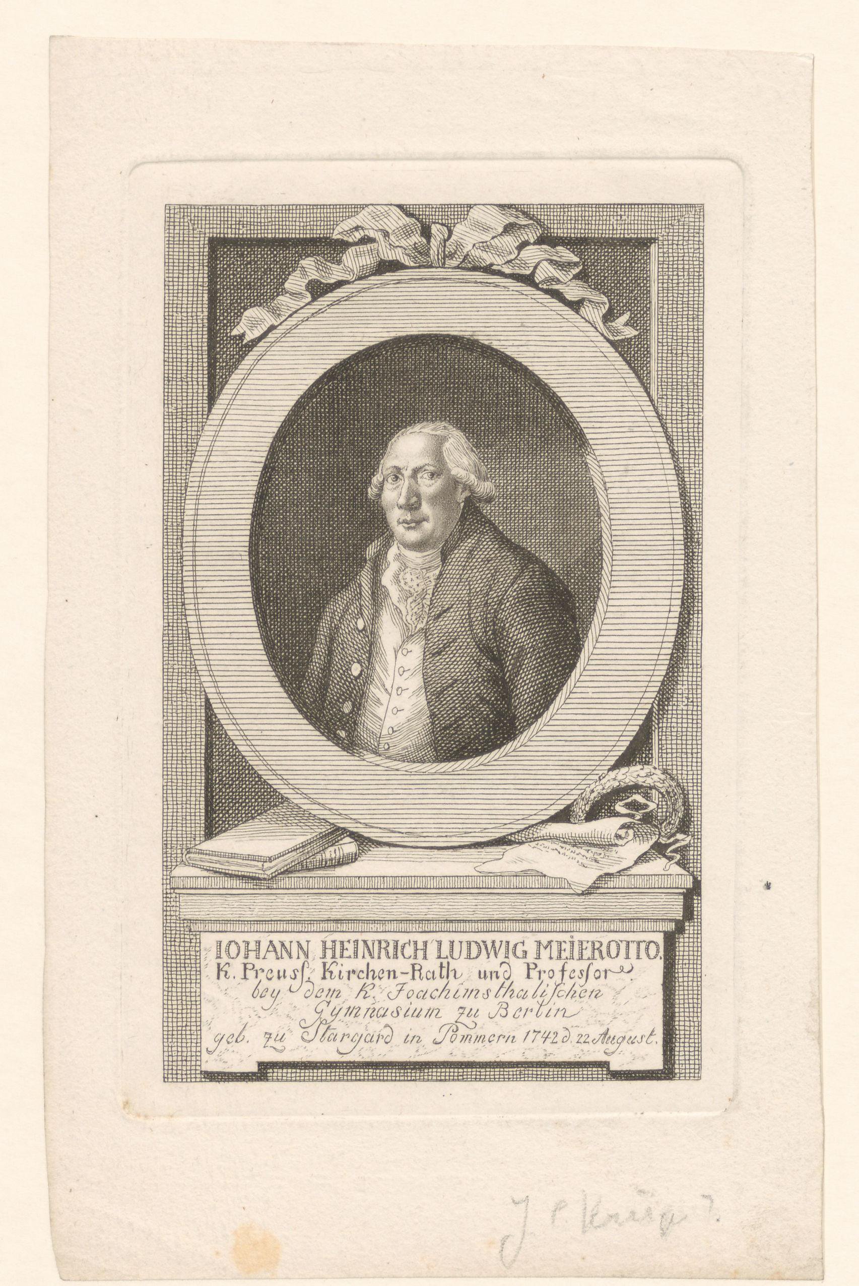 Portret van Johann Heinrich Ludwig Meierotto