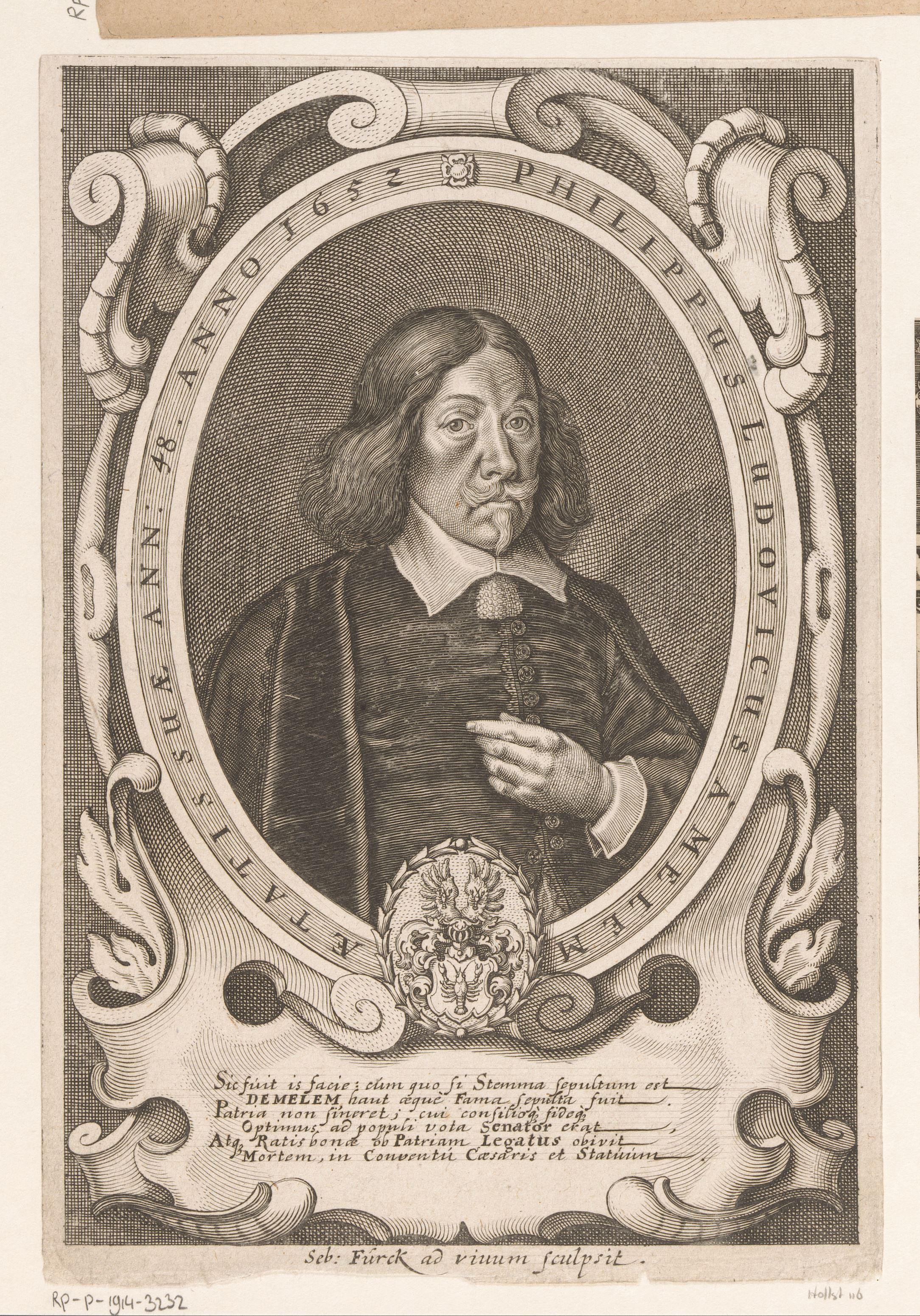 Portret van Philipp Ludwig Melem op 48-jarige leeftijd