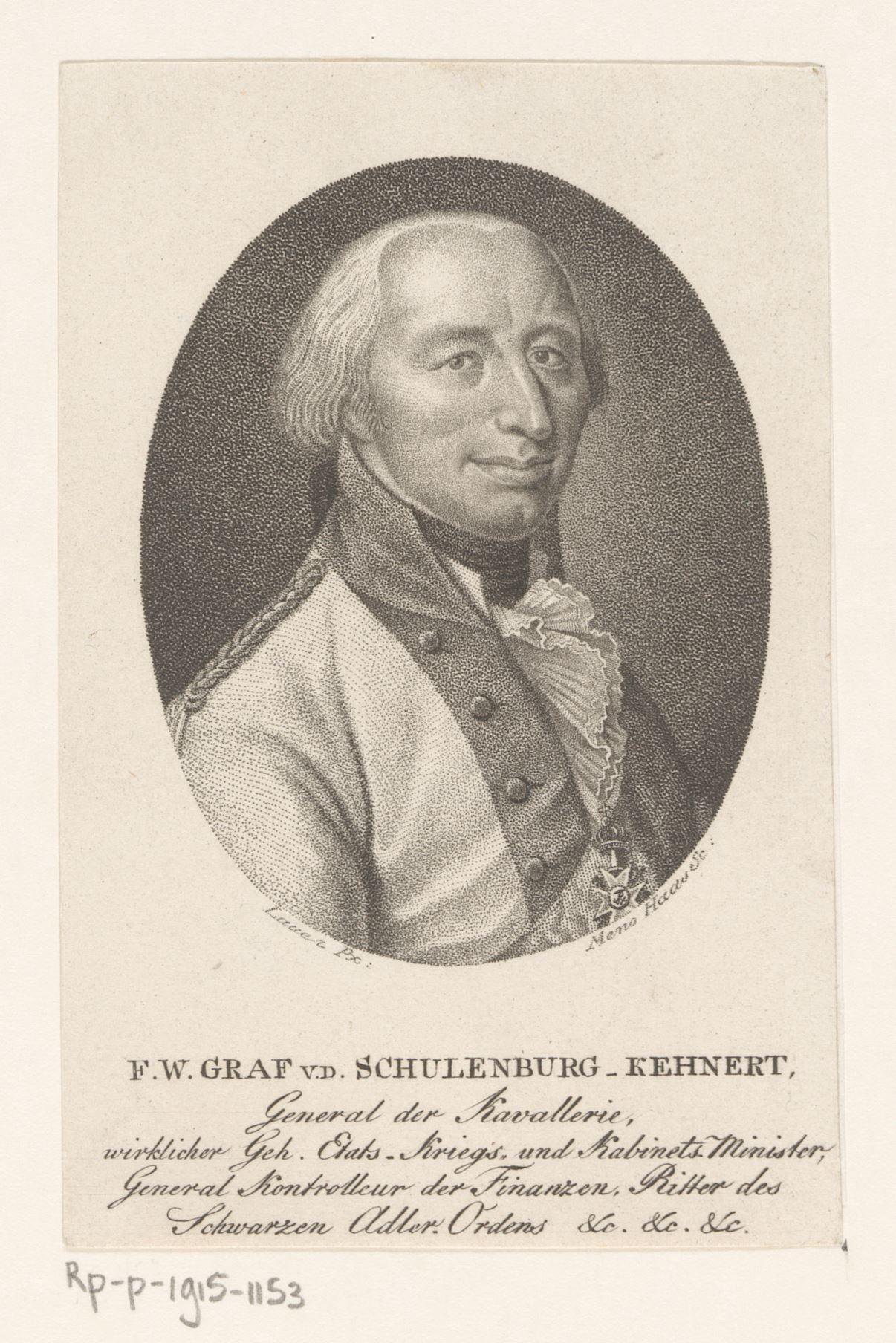 Portret van Friedrich Wilhelm von der Schulenburg